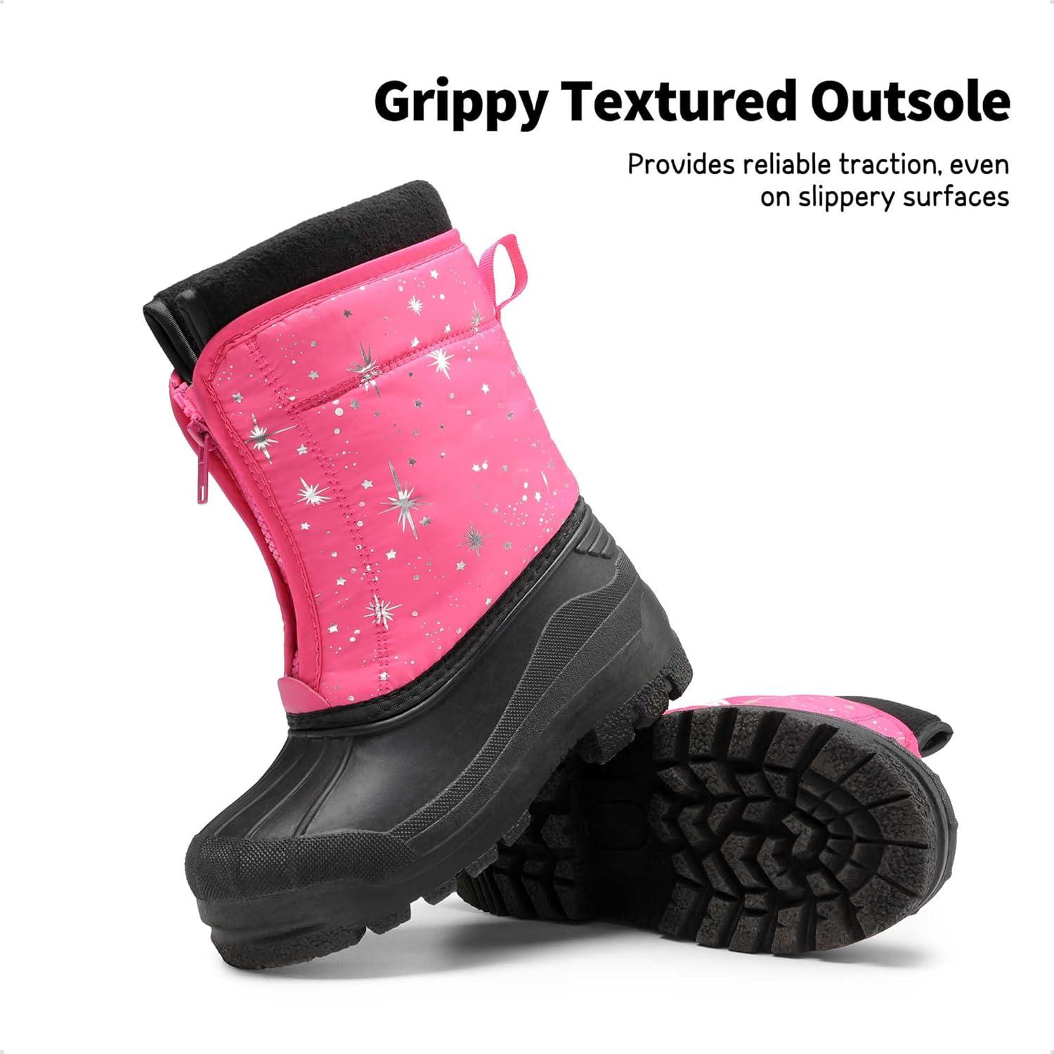 imageDREAM PAIRS Boys Girls Waterproof Winter Snow Boots for LittleBig KidsFuchsiaMulti