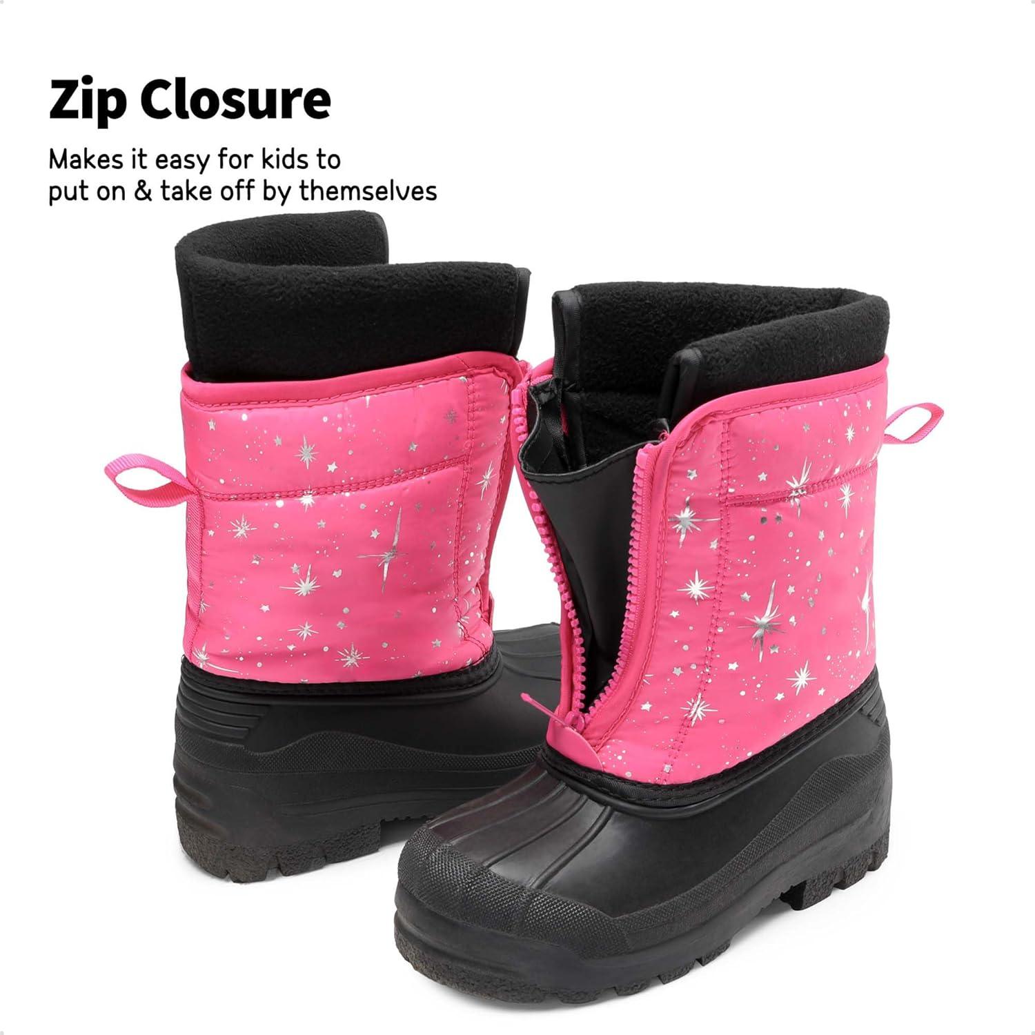 imageDREAM PAIRS Boys Girls Waterproof Winter Snow Boots for LittleBig KidsFuchsiaMulti