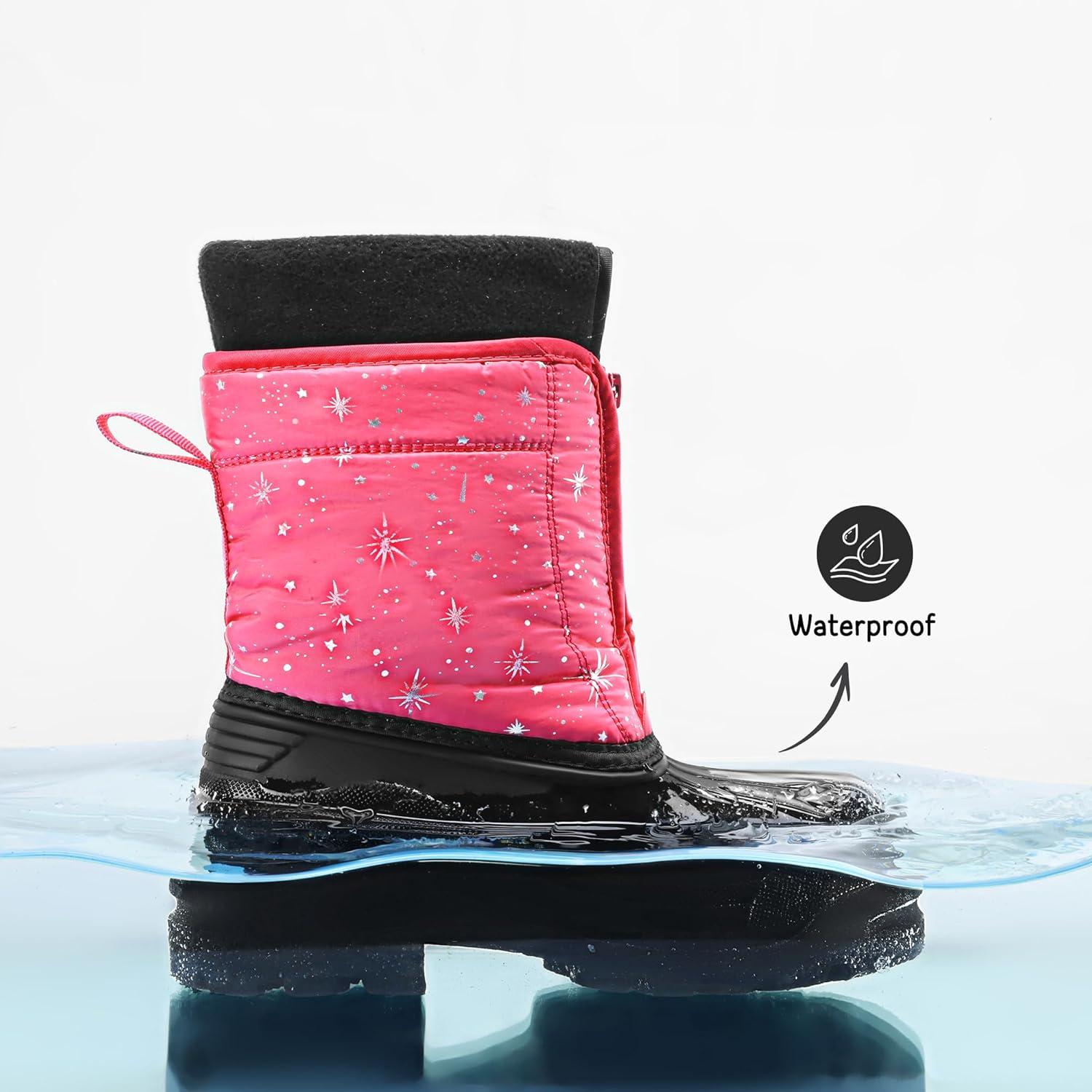 imageDREAM PAIRS Boys Girls Waterproof Winter Snow Boots for LittleBig KidsFuchsiaMulti