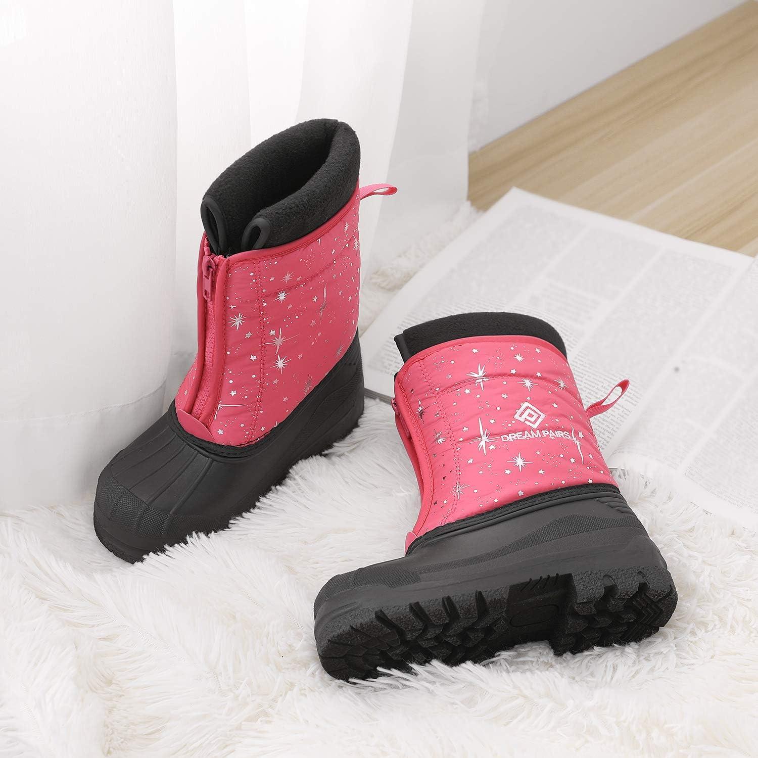 imageDREAM PAIRS Boys Girls Waterproof Winter Snow Boots for LittleBig KidsFuchsiaMulti