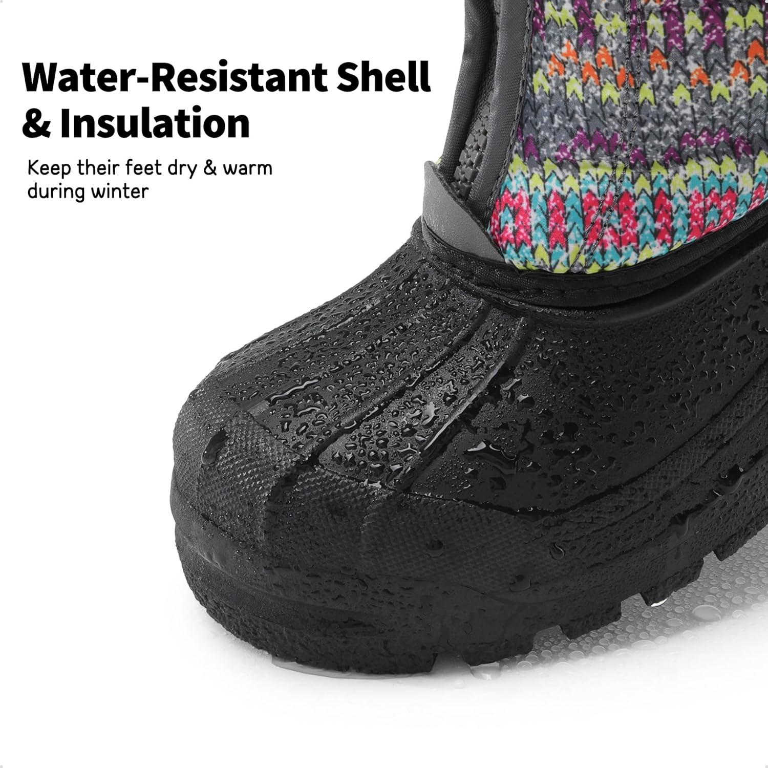 imageDREAM PAIRS Boys Girls Waterproof Winter Snow Boots for LittleBig KidsGreyMulti