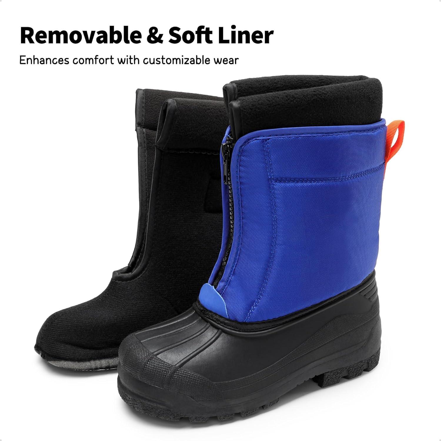 imageDREAM PAIRS Boys Girls Waterproof Winter Snow Boots for LittleBig KidsRoyalBlueOrange