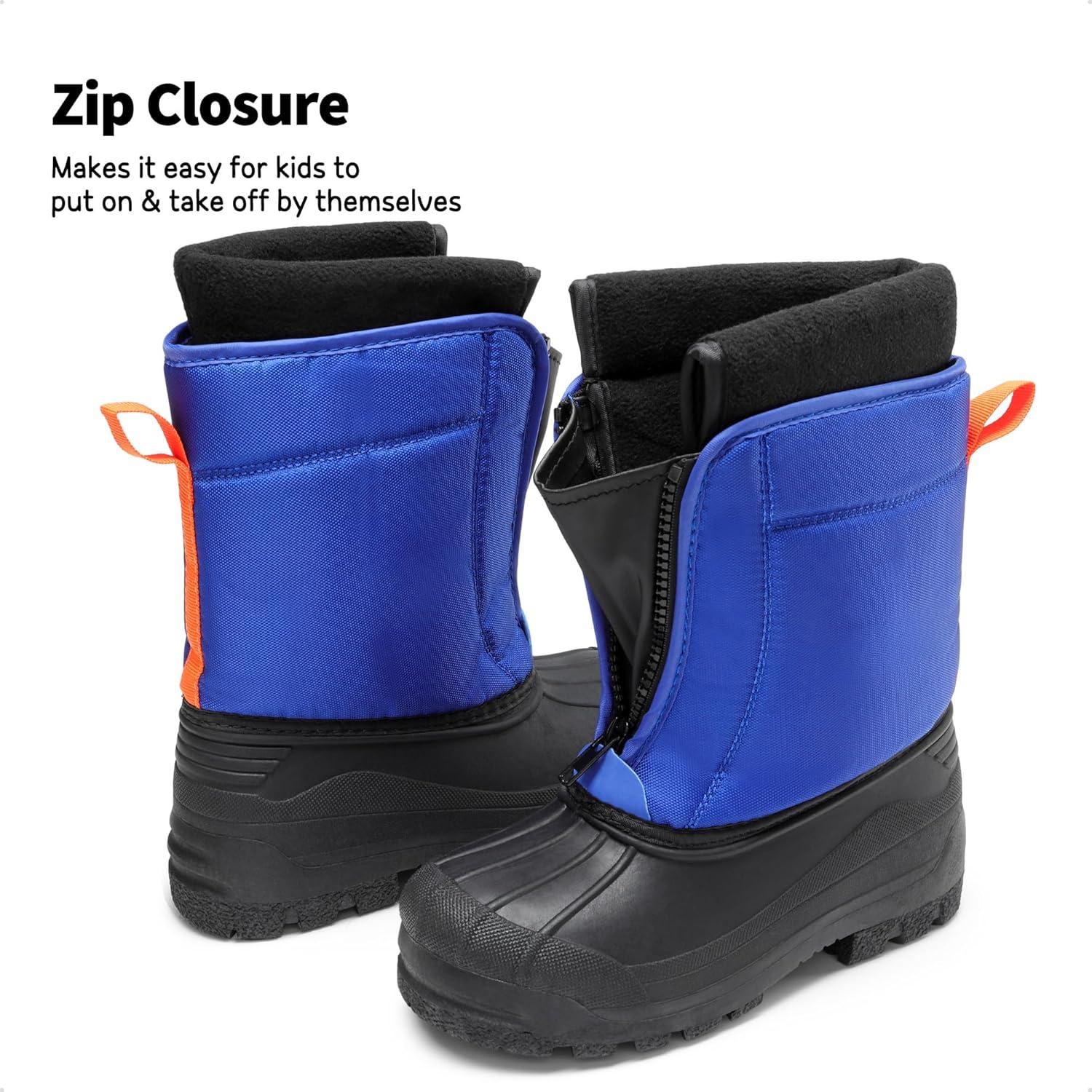 imageDREAM PAIRS Boys Girls Waterproof Winter Snow Boots for LittleBig KidsRoyalBlueOrange