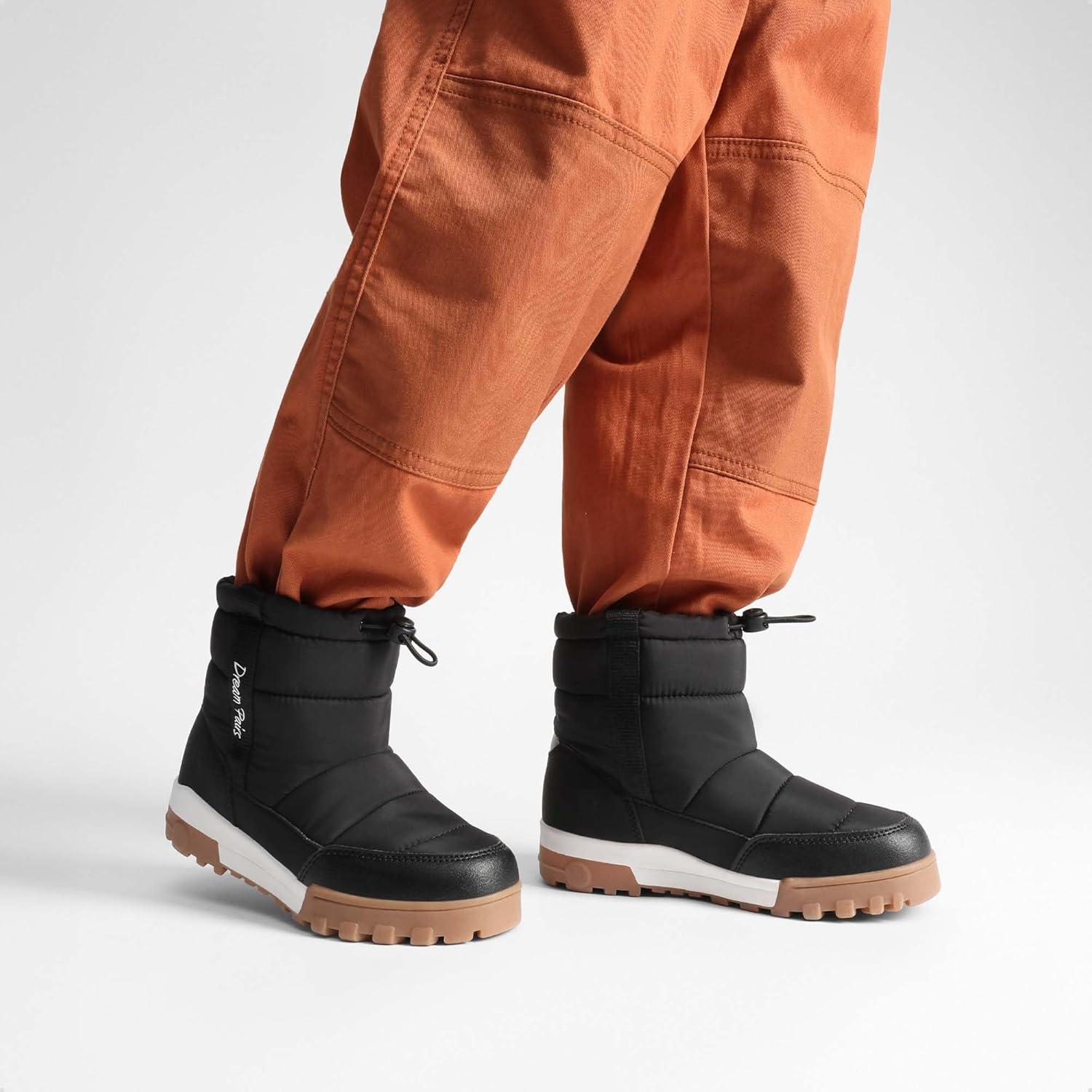 imageDREAM PAIRS Boys Girls Winter Snow Boots Slip Resistant Outdoor Cold Weather Boots with Faux Fur LiningBlack