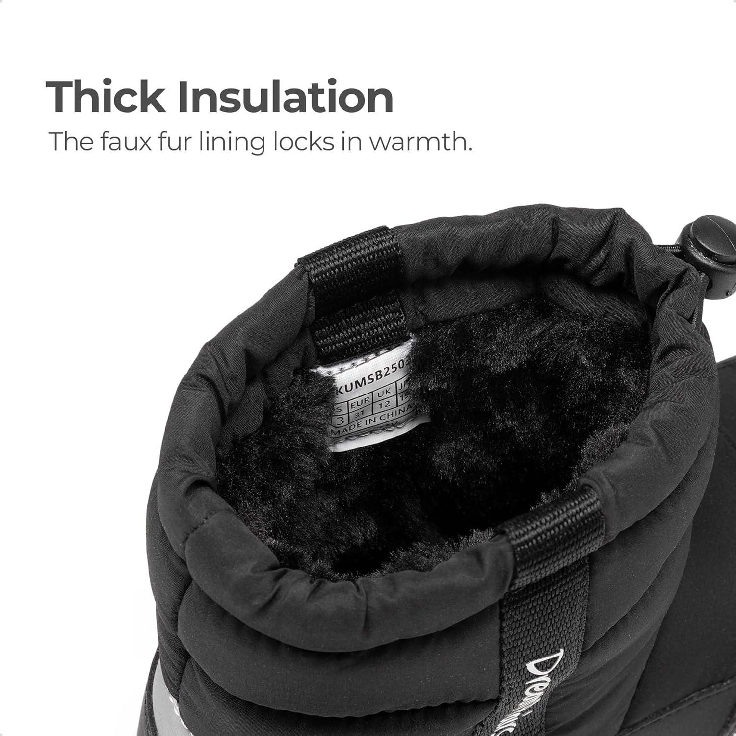 imageDREAM PAIRS Boys Girls Winter Snow Boots Slip Resistant Outdoor Cold Weather Boots with Faux Fur LiningBlack