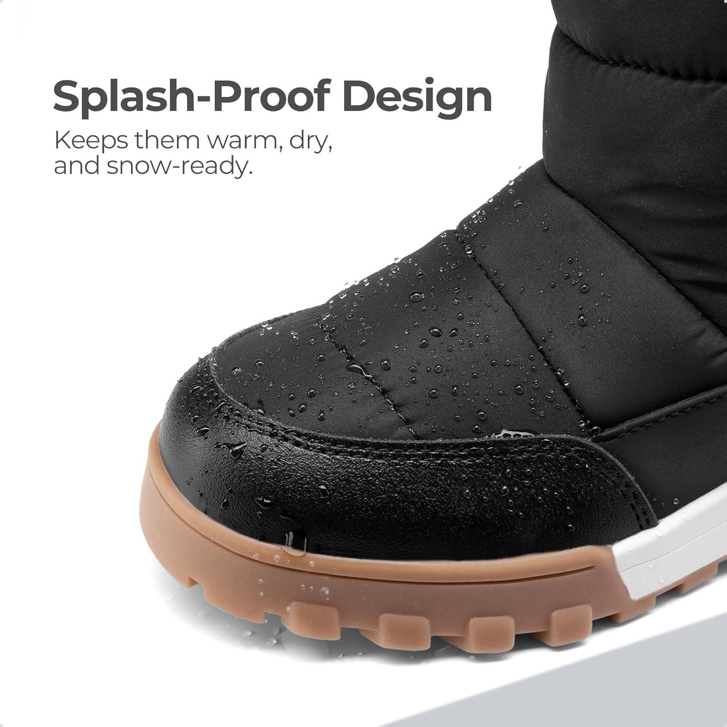 imageDREAM PAIRS Boys Girls Winter Snow Boots Slip Resistant Outdoor Cold Weather Boots with Faux Fur LiningBlack