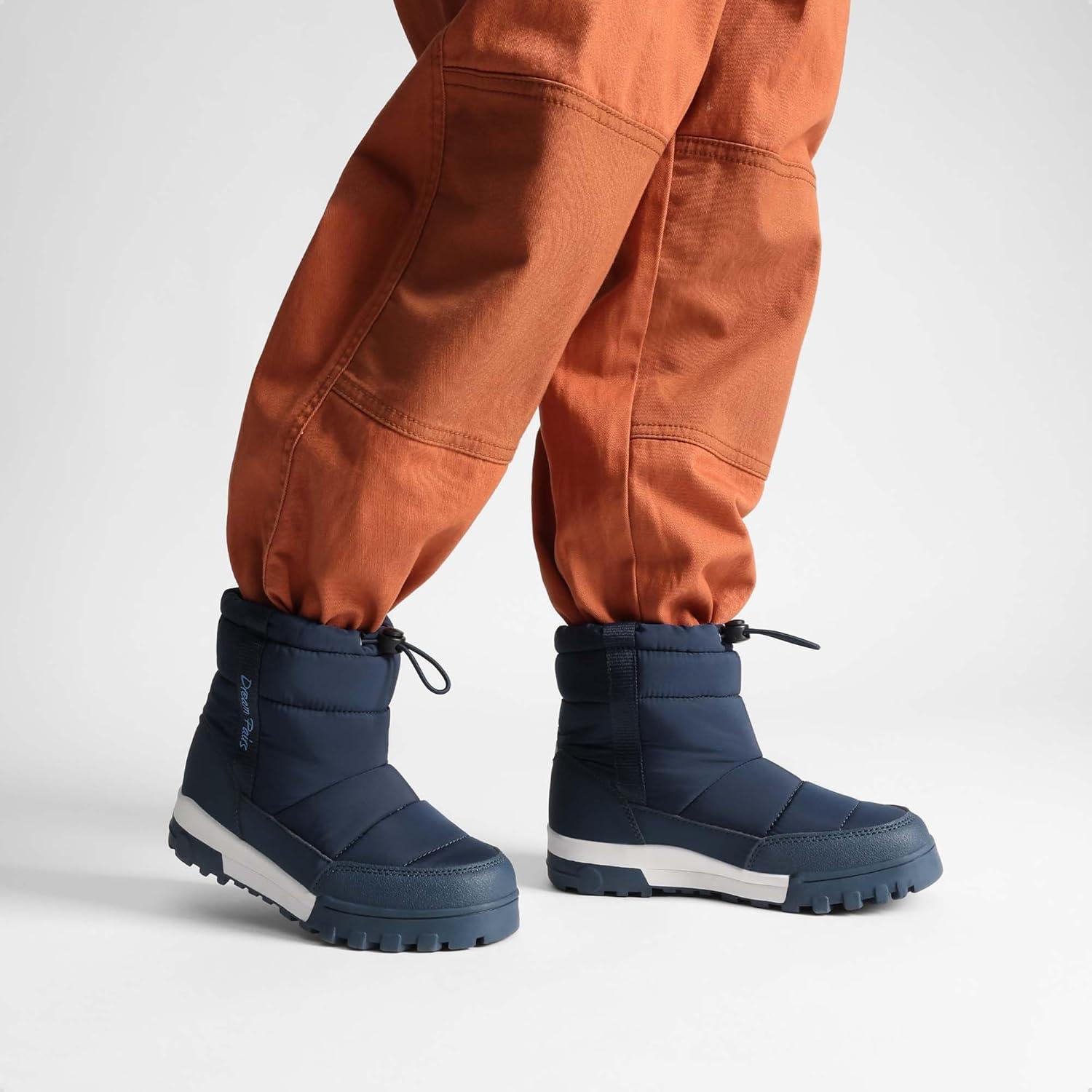 imageDREAM PAIRS Boys Girls Winter Snow Boots Slip Resistant Outdoor Cold Weather Boots with Faux Fur LiningBlue