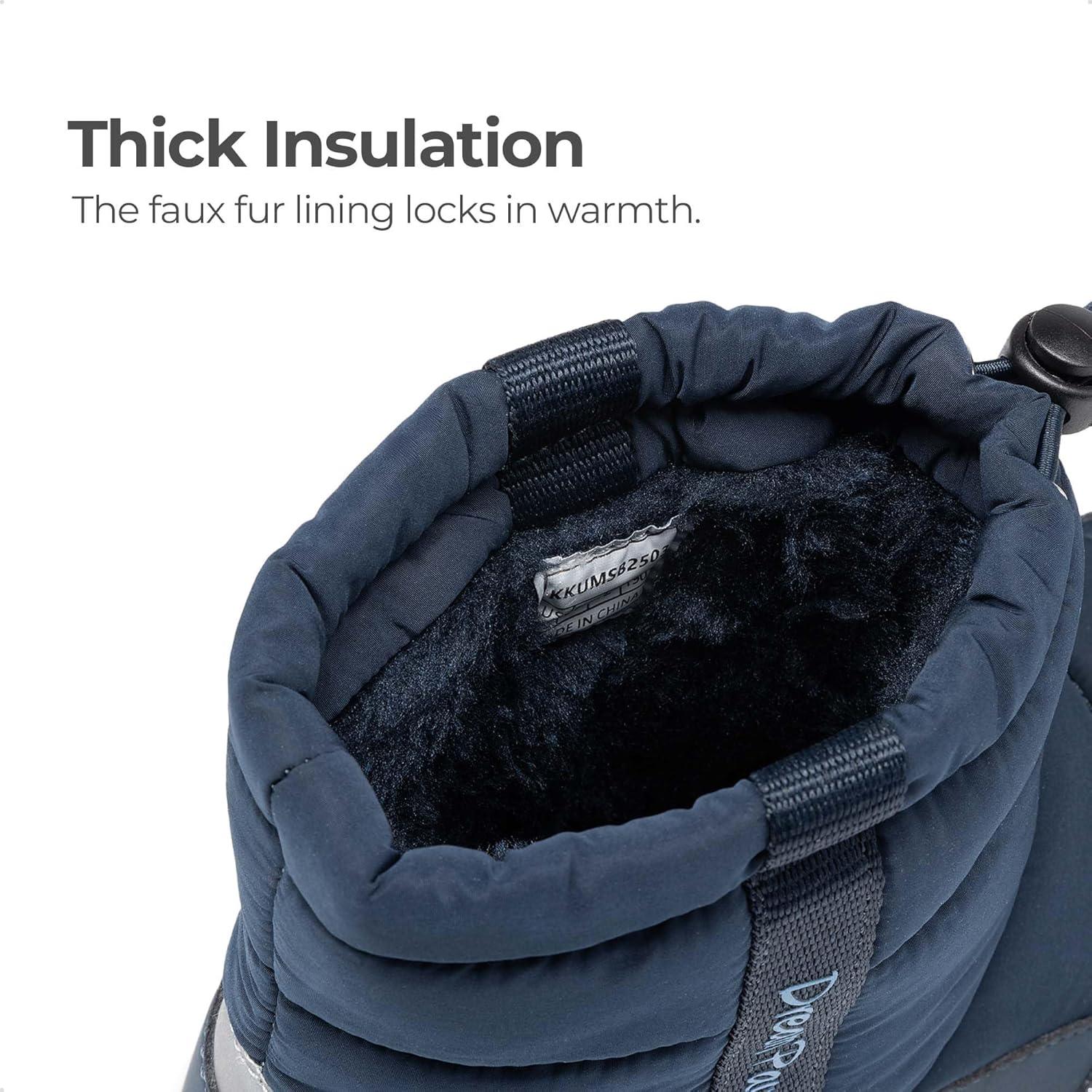 imageDREAM PAIRS Boys Girls Winter Snow Boots Slip Resistant Outdoor Cold Weather Boots with Faux Fur LiningBlue