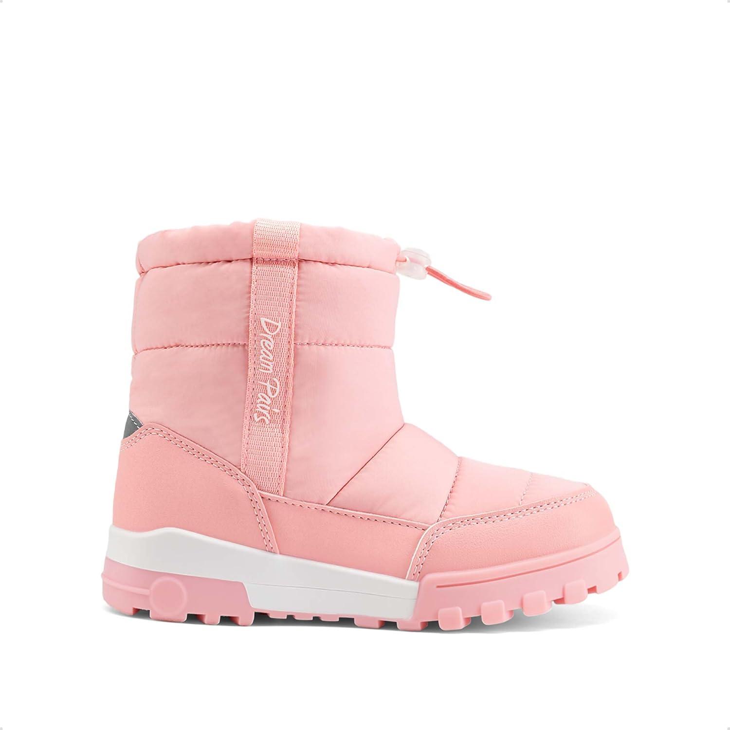 imageDREAM PAIRS Boys Girls Winter Snow Boots Slip Resistant Outdoor Cold Weather Boots with Faux Fur LiningPink
