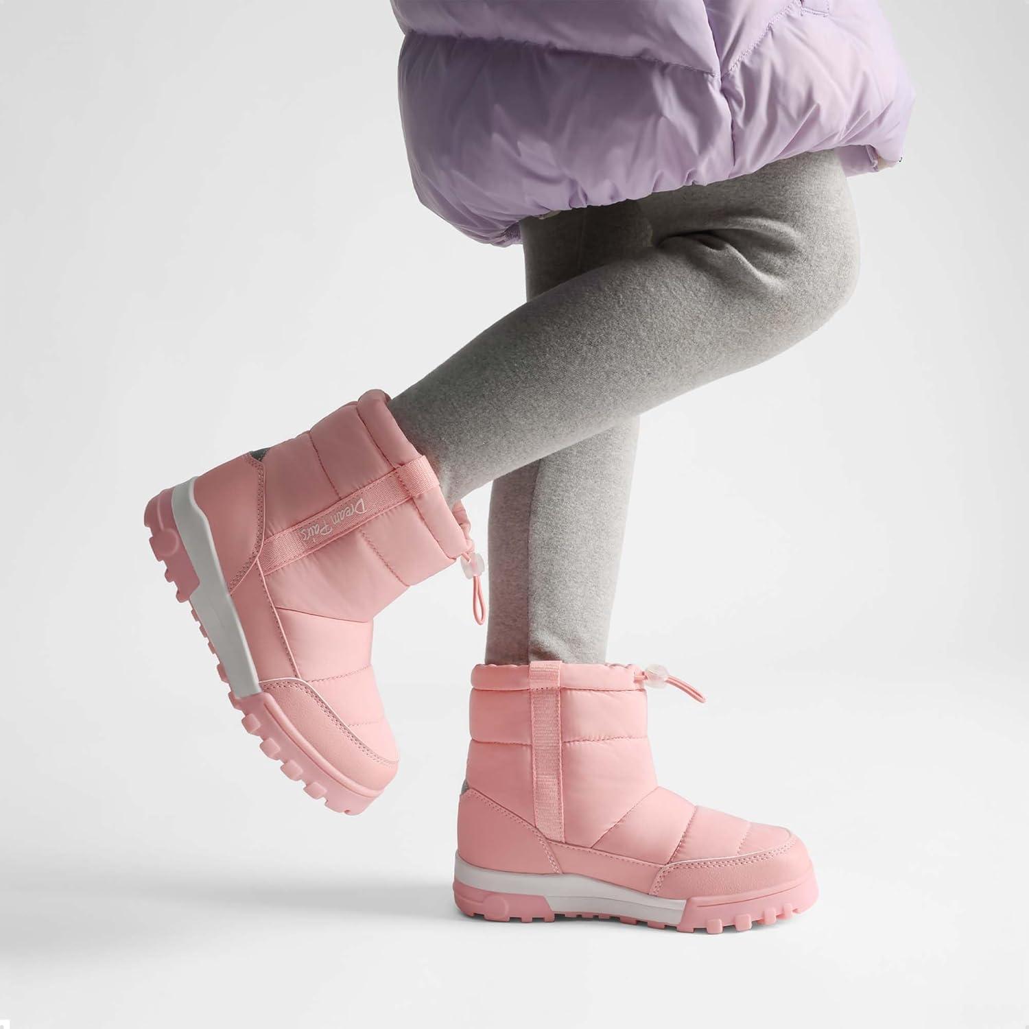 imageDREAM PAIRS Boys Girls Winter Snow Boots Slip Resistant Outdoor Cold Weather Boots with Faux Fur LiningPink