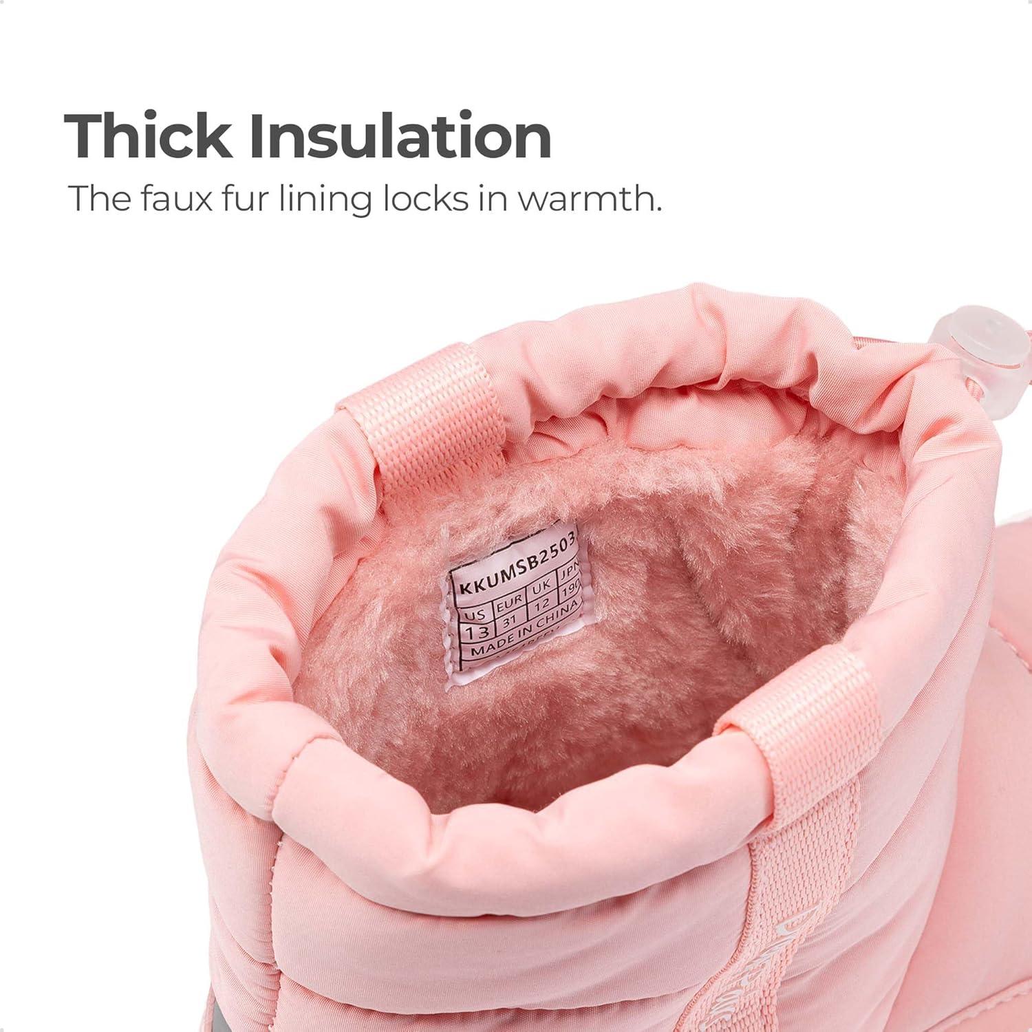 imageDREAM PAIRS Boys Girls Winter Snow Boots Slip Resistant Outdoor Cold Weather Boots with Faux Fur LiningPink