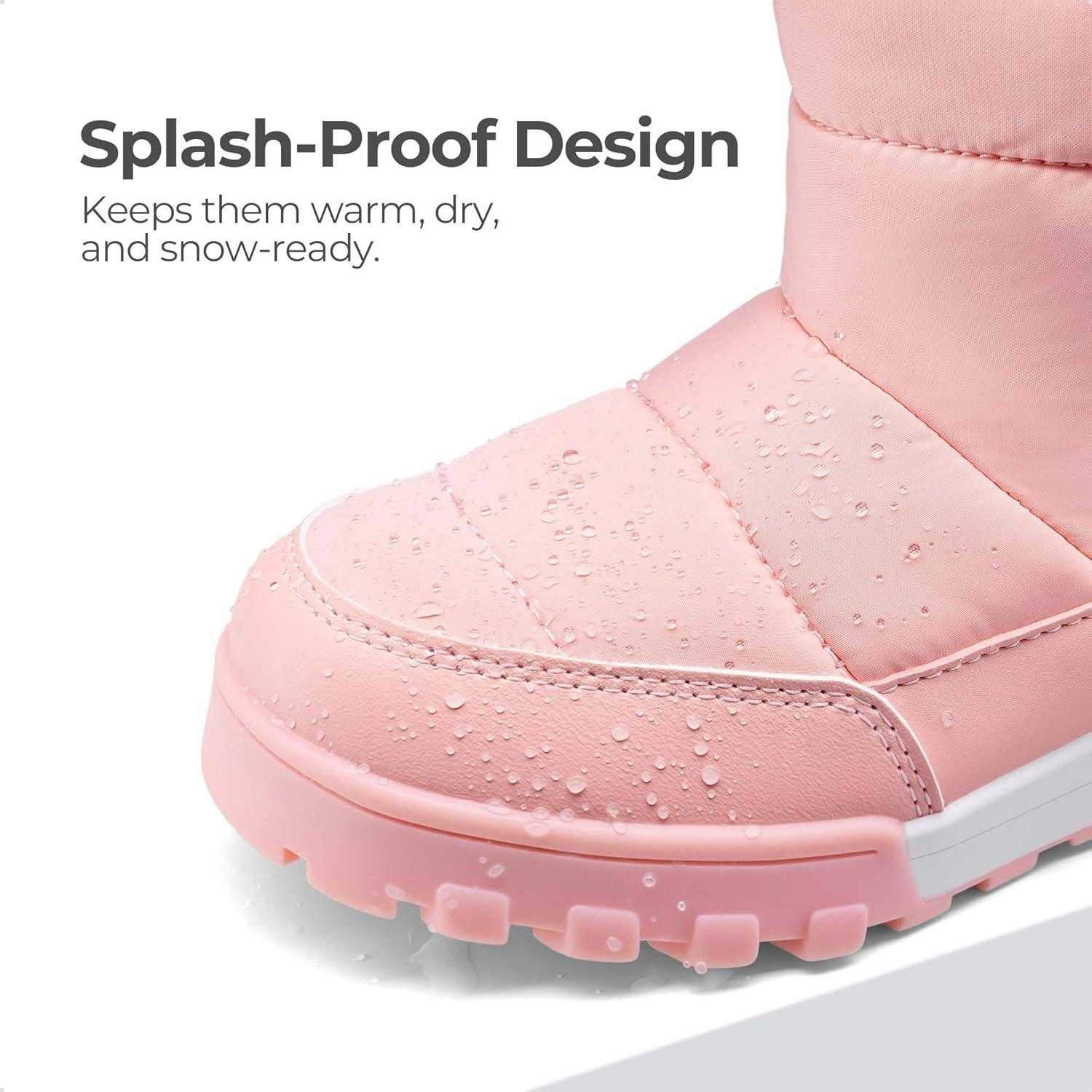 imageDREAM PAIRS Boys Girls Winter Snow Boots Slip Resistant Outdoor Cold Weather Boots with Faux Fur LiningPink