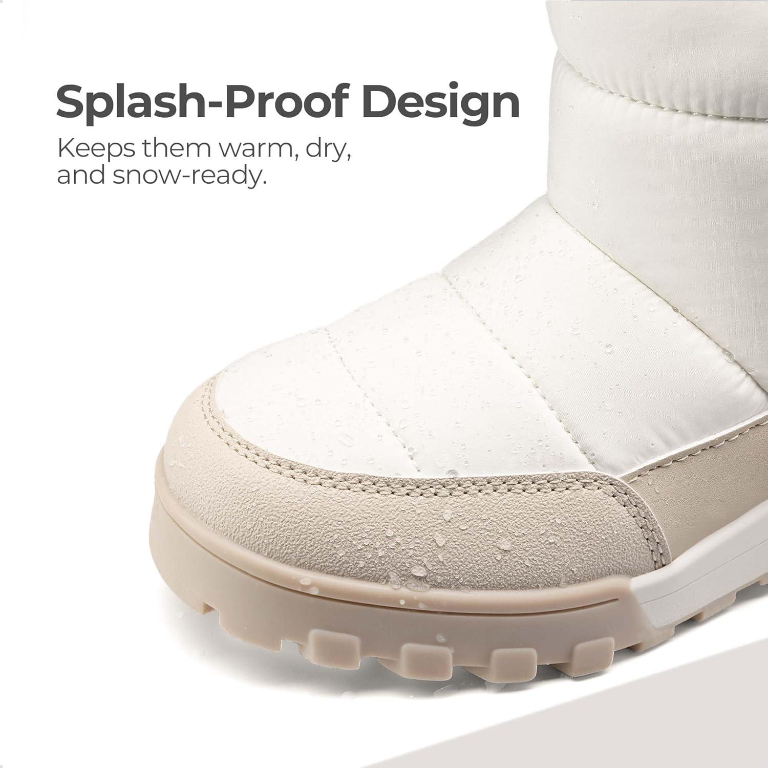 imageDREAM PAIRS Boys Girls Winter Snow Boots Slip Resistant Outdoor Cold Weather Boots with Faux Fur LiningWhite