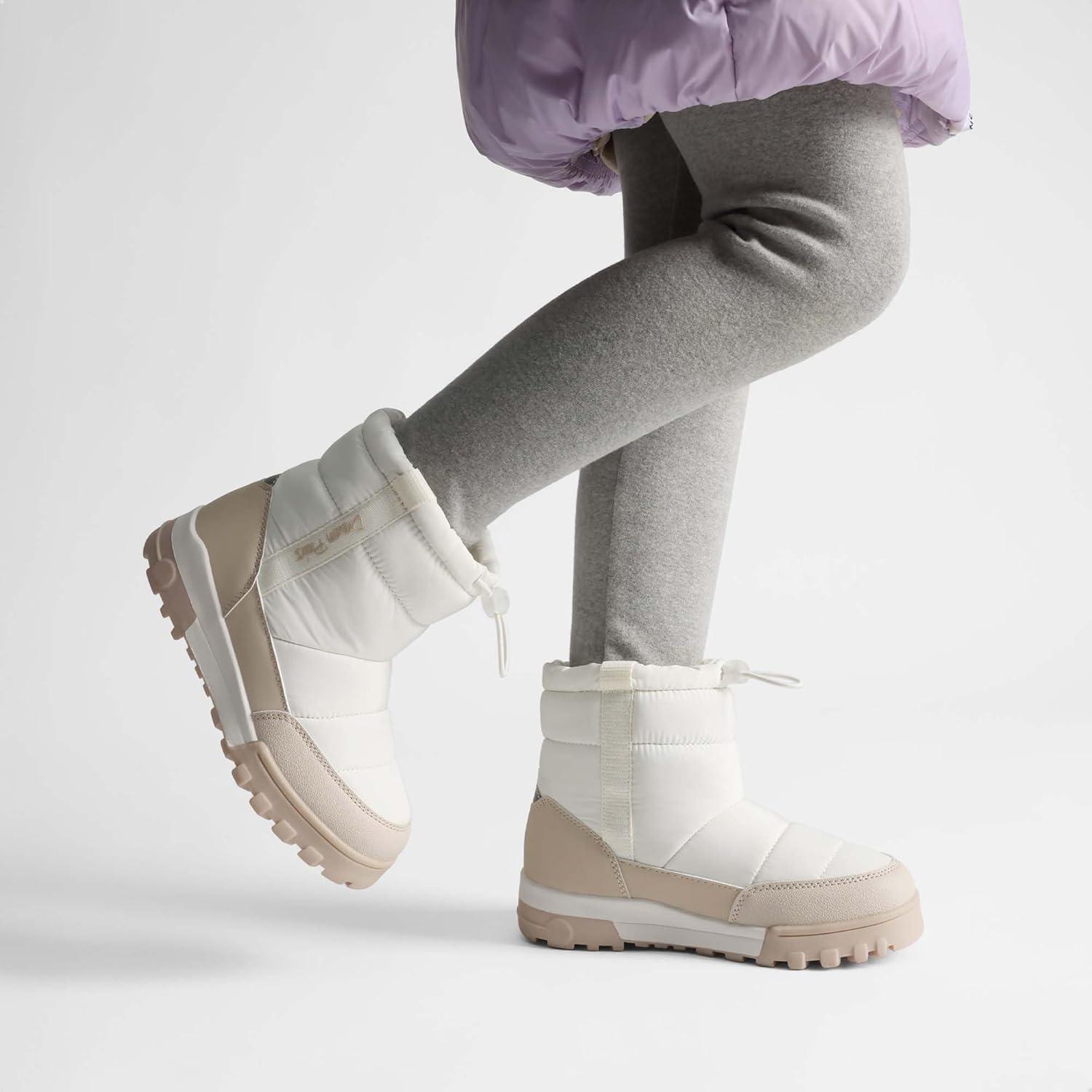 imageDREAM PAIRS Boys Girls Winter Snow Boots Slip Resistant Outdoor Cold Weather Boots with Faux Fur LiningWhite