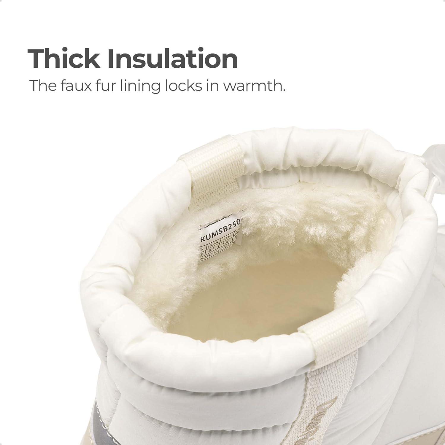 imageDREAM PAIRS Boys Girls Winter Snow Boots Slip Resistant Outdoor Cold Weather Boots with Faux Fur LiningWhite