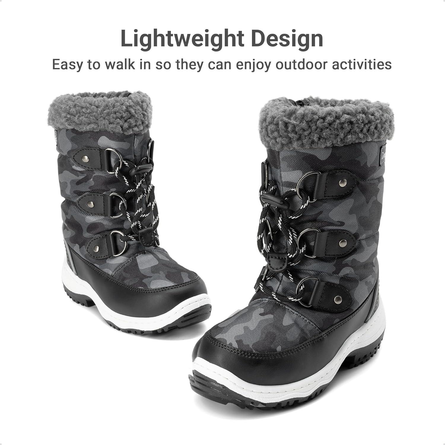 imageDREAM PAIRS Boys Snow Boots Camouflage Slip Resistant Faux Fur Lined Winter Shoes for LittleBig KidBlackWhite