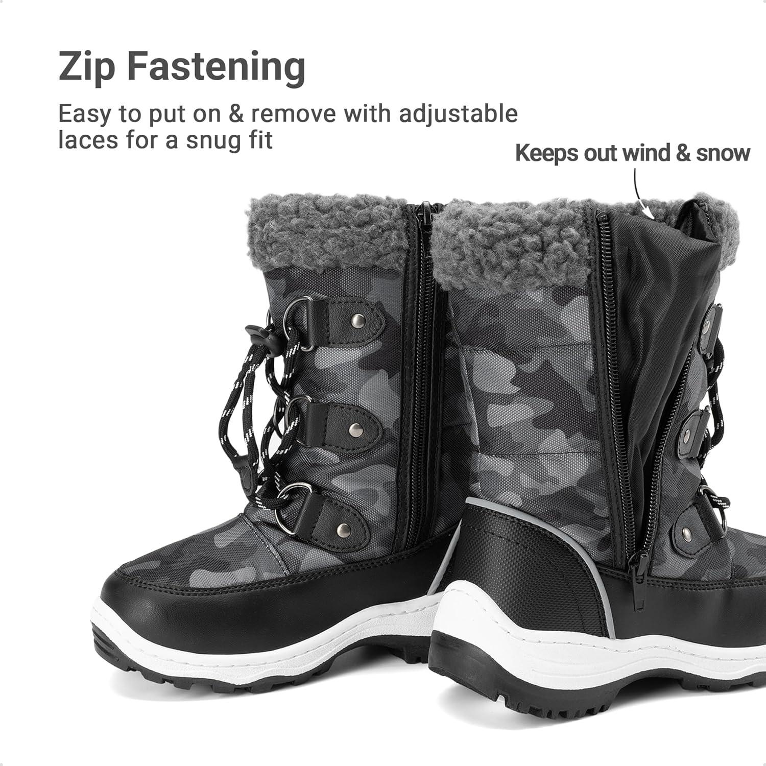 imageDREAM PAIRS Boys Snow Boots Camouflage Slip Resistant Faux Fur Lined Winter Shoes for LittleBig KidBlackWhite