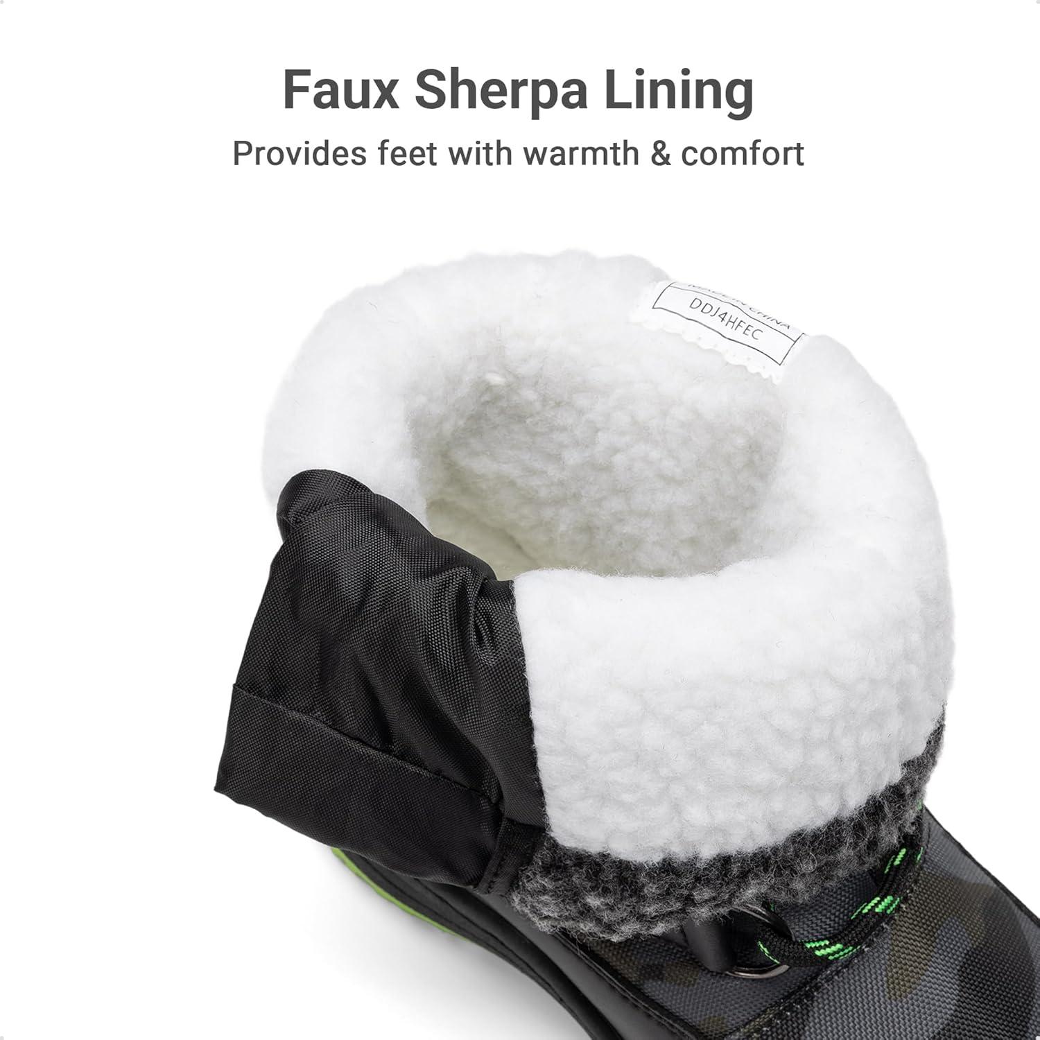 imageDREAM PAIRS Boys Snow Boots Camouflage Slip Resistant Faux Fur Lined Winter Shoes for LittleBig KidCamoGreen