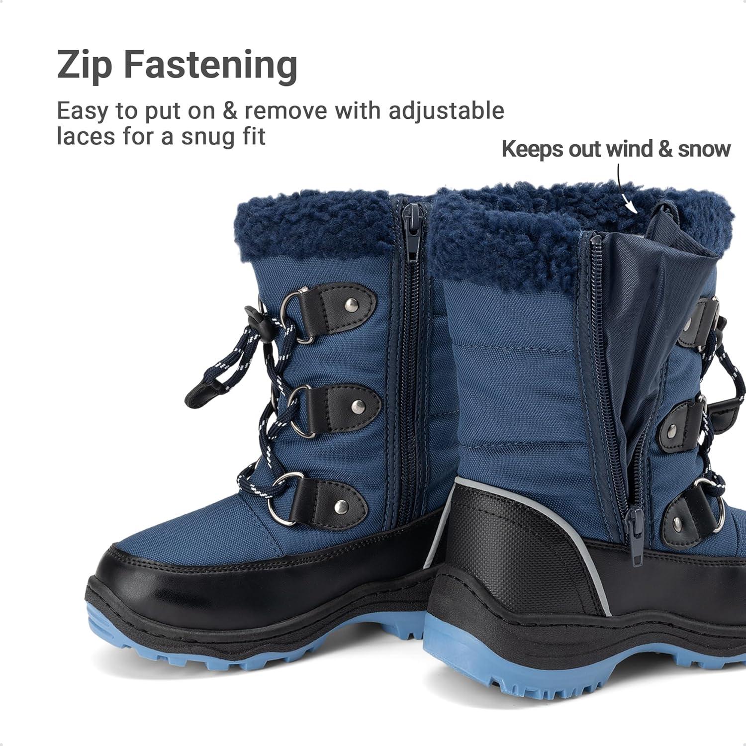 imageDREAM PAIRS Boys Snow Boots Camouflage Slip Resistant Faux Fur Lined Winter Shoes for LittleBig KidDark Blue