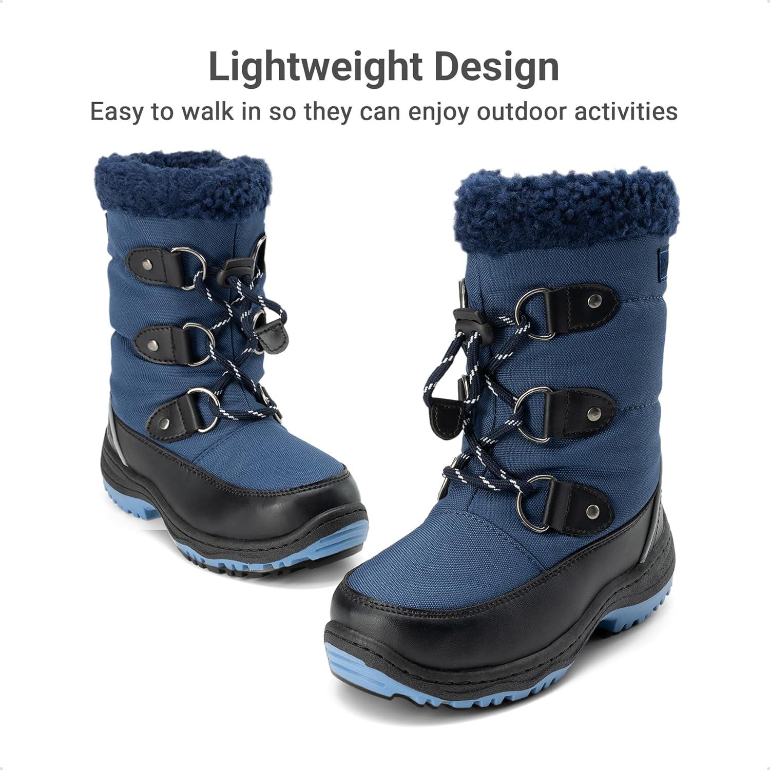 imageDREAM PAIRS Boys Snow Boots Camouflage Slip Resistant Faux Fur Lined Winter Shoes for LittleBig KidDark Blue