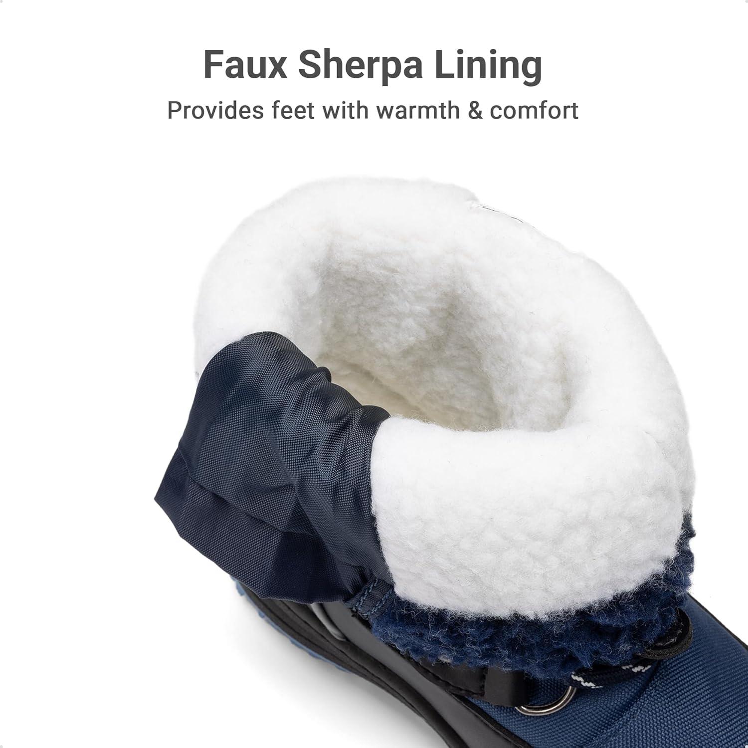 imageDREAM PAIRS Boys Snow Boots Camouflage Slip Resistant Faux Fur Lined Winter Shoes for LittleBig KidDark Blue