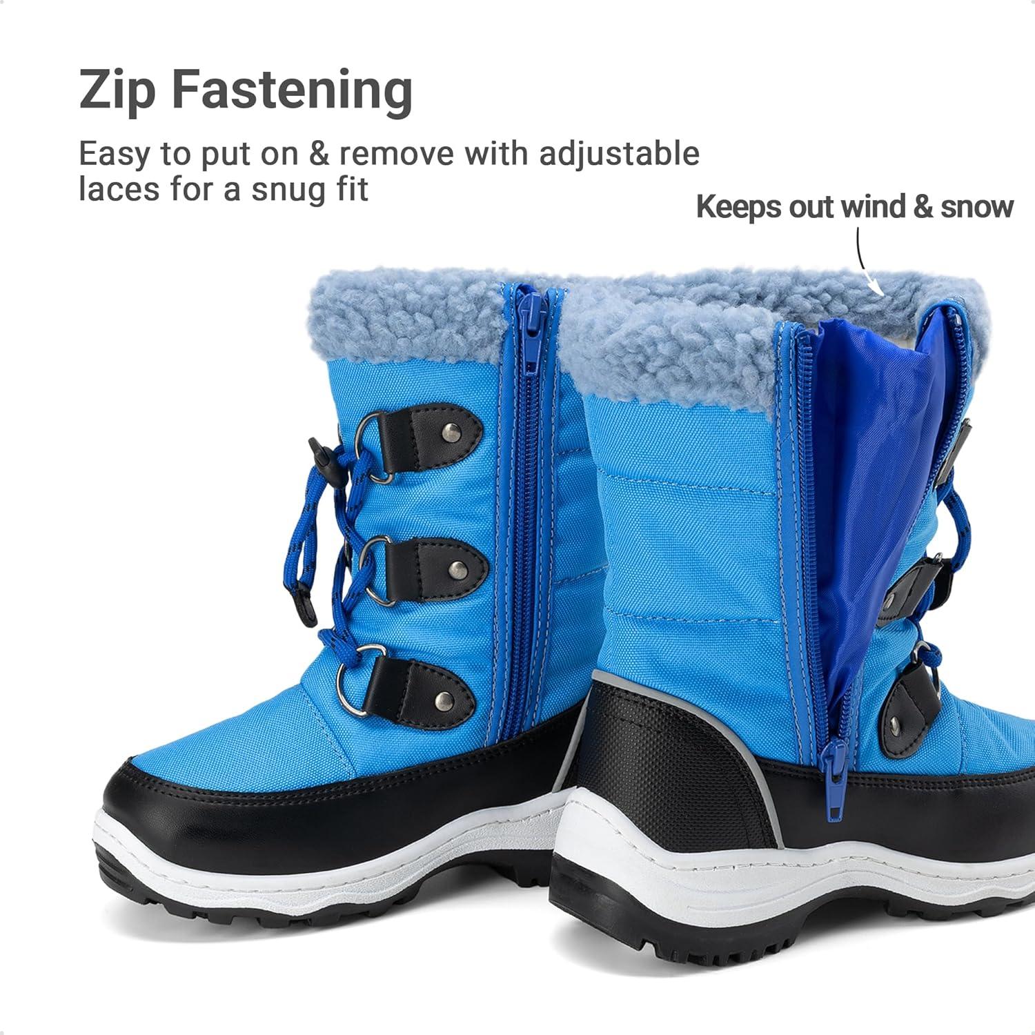 imageDREAM PAIRS Boys Snow Boots Camouflage Slip Resistant Faux Fur Lined Winter Shoes for LittleBig KidRoyal Blue