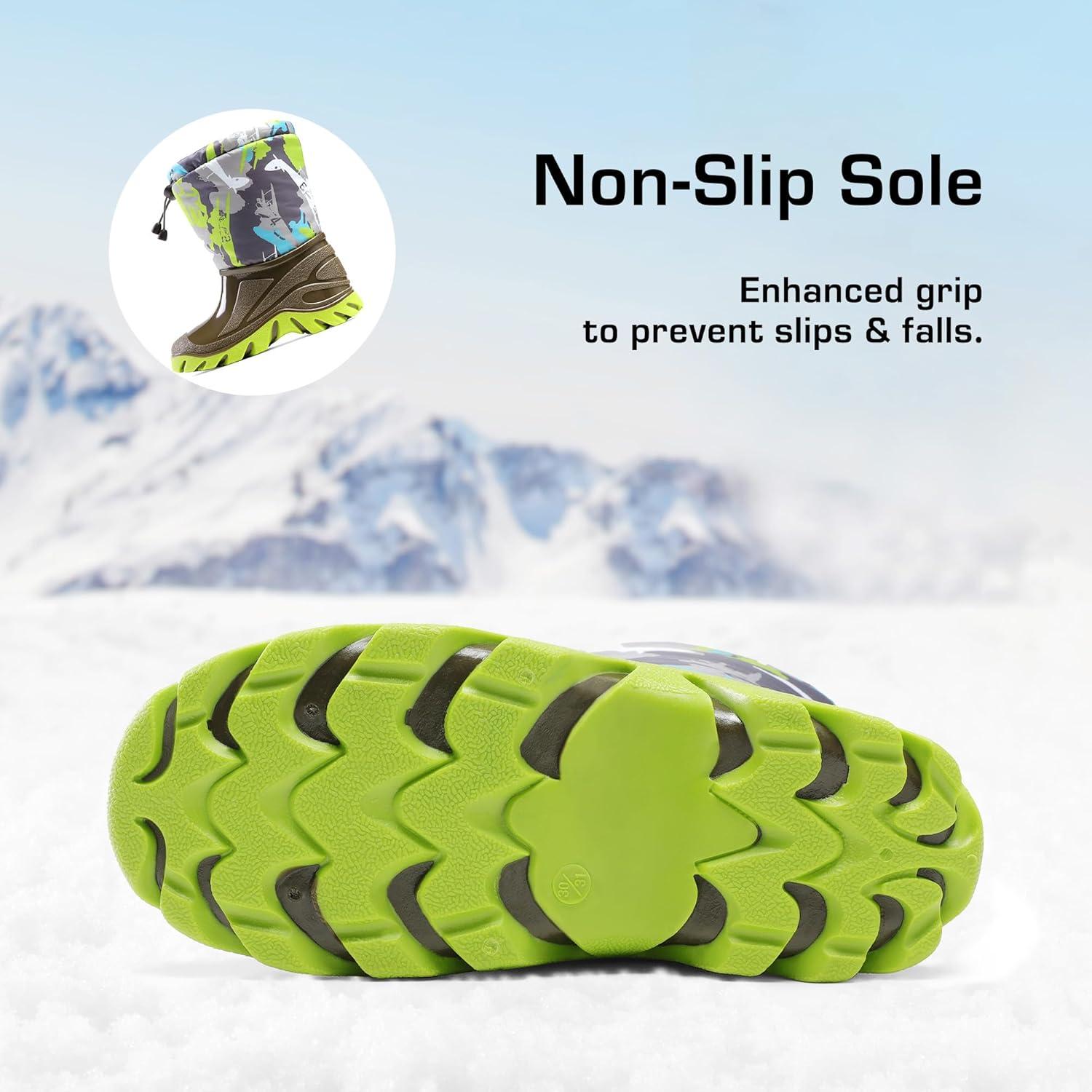 imageDREAM PAIRS Boys Snow Boots Waterproof Camouflage Slip Resistant Mid Calf Faux Fur Lining Outdoor Muck Winter Shoes for LittleBig KidsGrayOliver Green