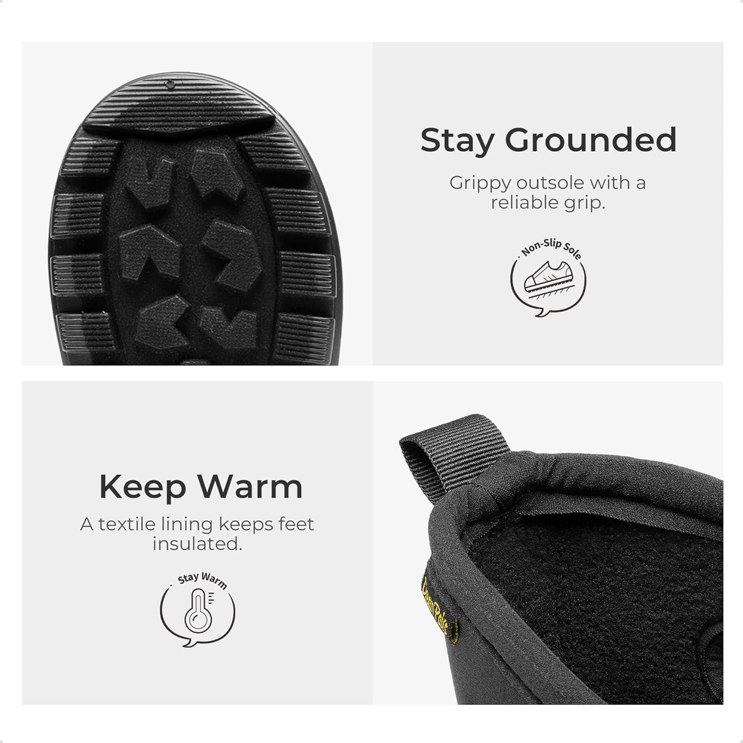 imageDREAM PAIRS Boys Waterproof Boots Outdoor Faux Fur Lining Shoes with Handles for Rain Snow Winter Muck Mud and Cold Weather for LittleBig KidsBlack