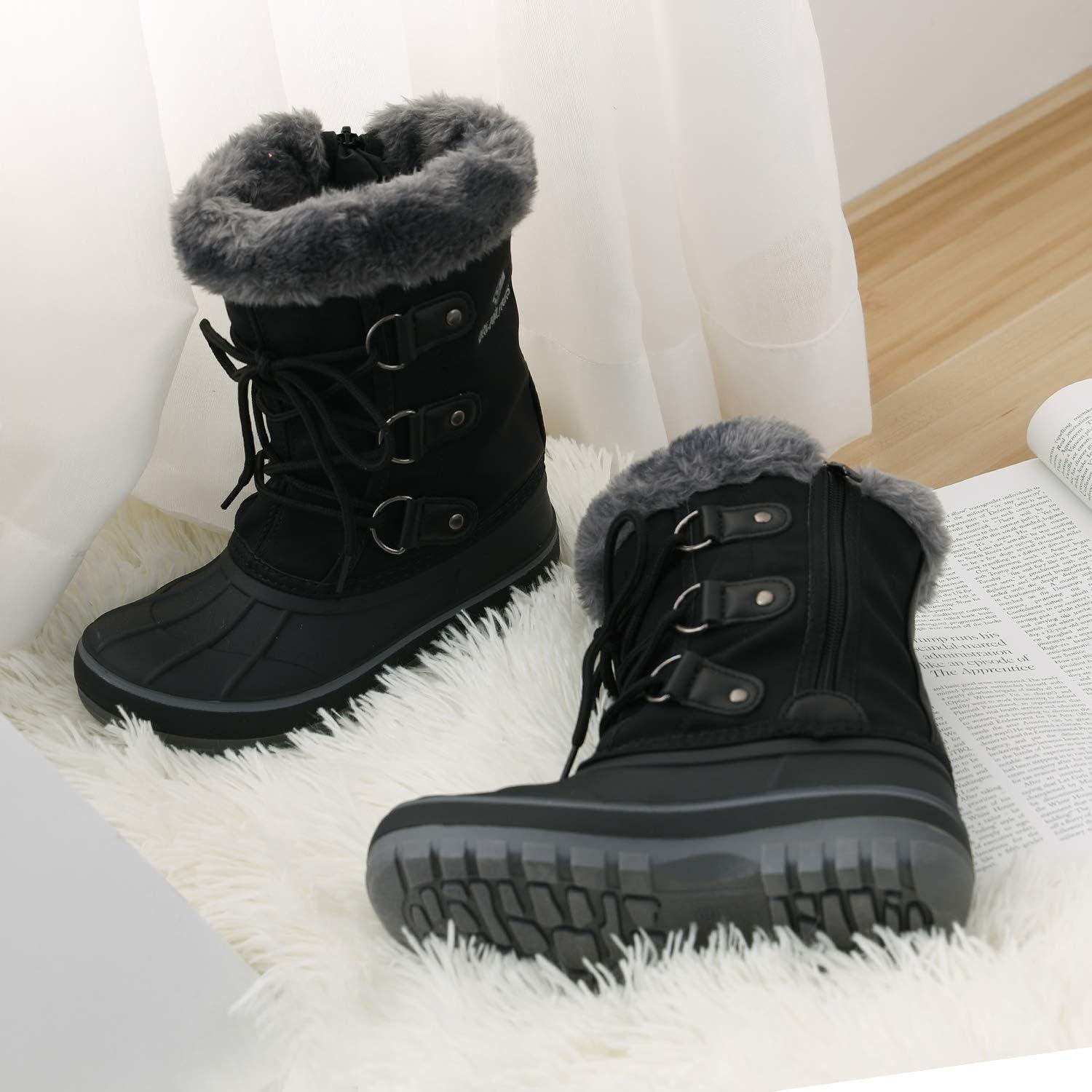 imageDREAM PAIRS Boys ampamp Girls Faux FurLined Winter Snow Boots for LittleBig KidsBlack