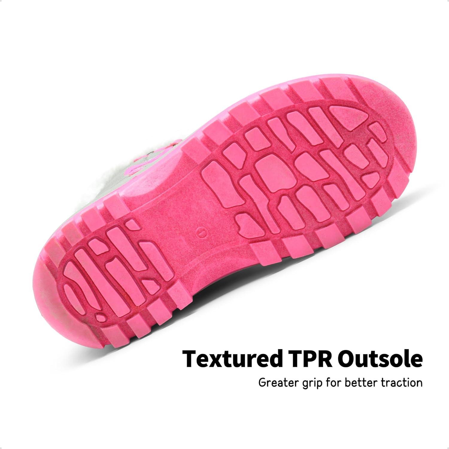 imageDREAM PAIRS Boys ampamp Girls Faux FurLined Winter Snow Boots for LittleBig KidsGreyFuchsia