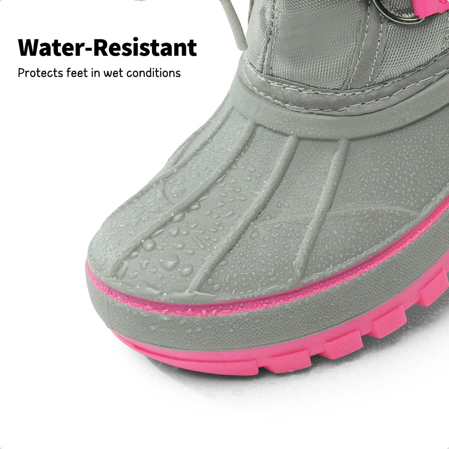 imageDREAM PAIRS Boys ampamp Girls Faux FurLined Winter Snow Boots for LittleBig KidsGreyFuchsia