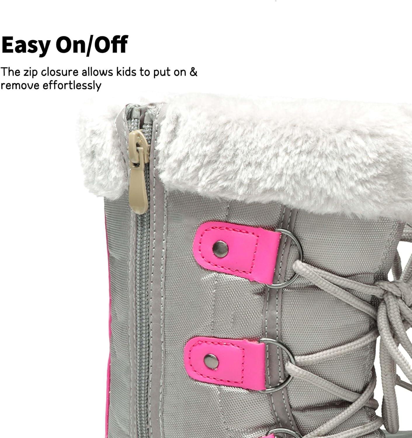 imageDREAM PAIRS Boys ampamp Girls Faux FurLined Winter Snow Boots for LittleBig KidsGreyFuchsia