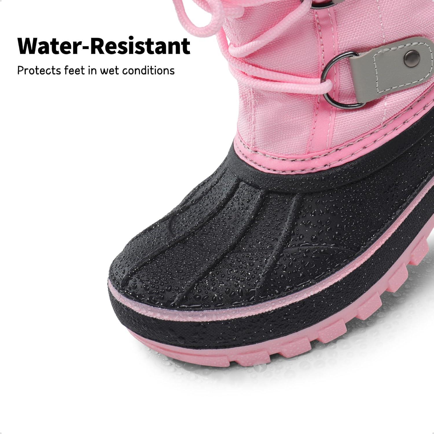 imageDREAM PAIRS Boys ampamp Girls Faux FurLined Winter Snow Boots for LittleBig KidsGreyPink