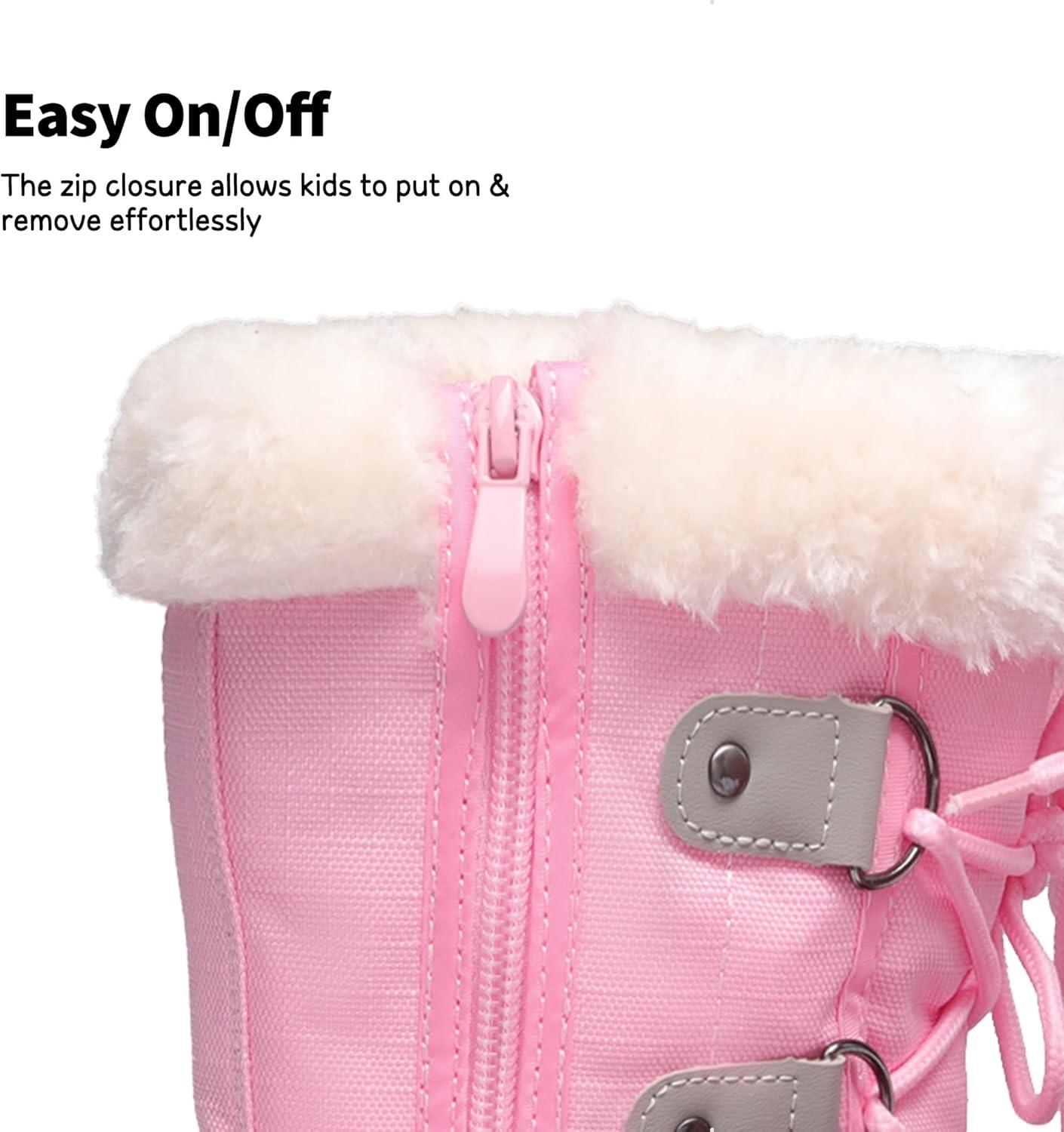 imageDREAM PAIRS Boys ampamp Girls Faux FurLined Winter Snow Boots for LittleBig KidsGreyPink