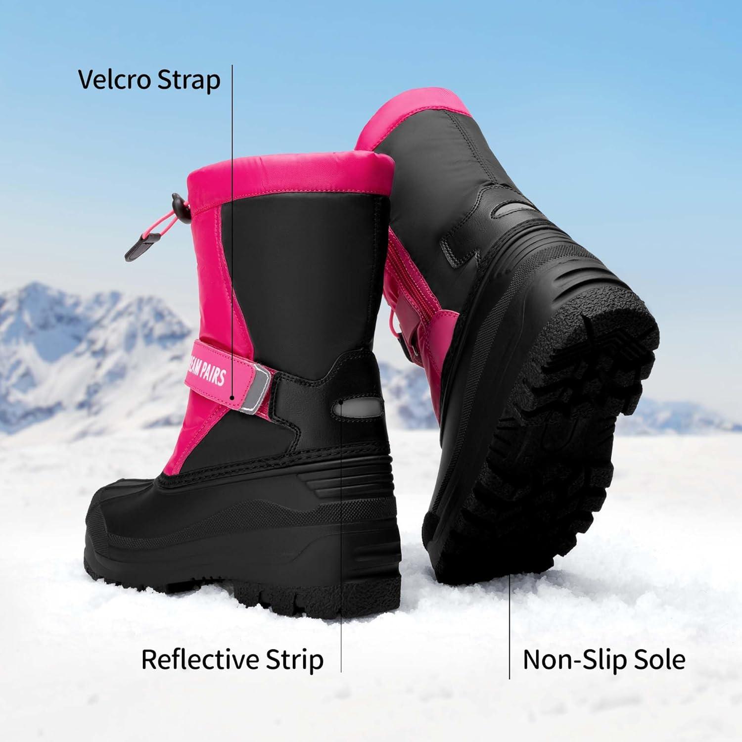 imageDREAM PAIRS Boys ampamp Girls Mid Calf WaterResistant Winter Snow Boots for ToddlerLittleBig KidHot Pink