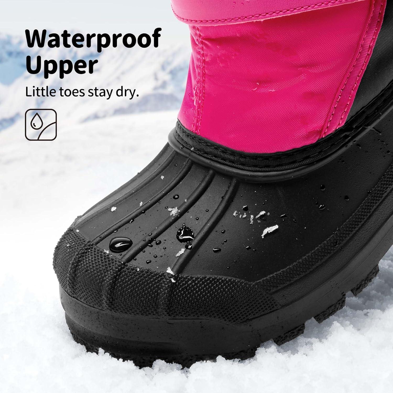 imageDREAM PAIRS Boys ampamp Girls Mid Calf WaterResistant Winter Snow Boots for ToddlerLittleBig KidHot Pink