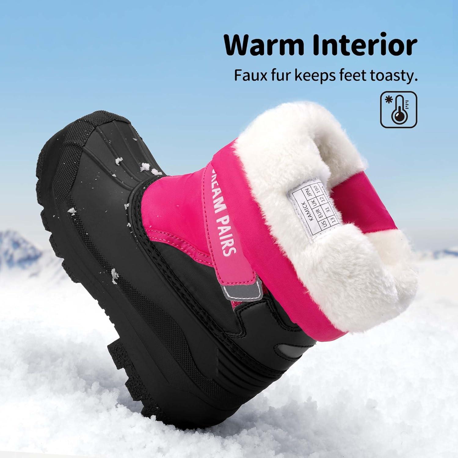 imageDREAM PAIRS Boys ampamp Girls Mid Calf WaterResistant Winter Snow Boots for ToddlerLittleBig KidHot Pink