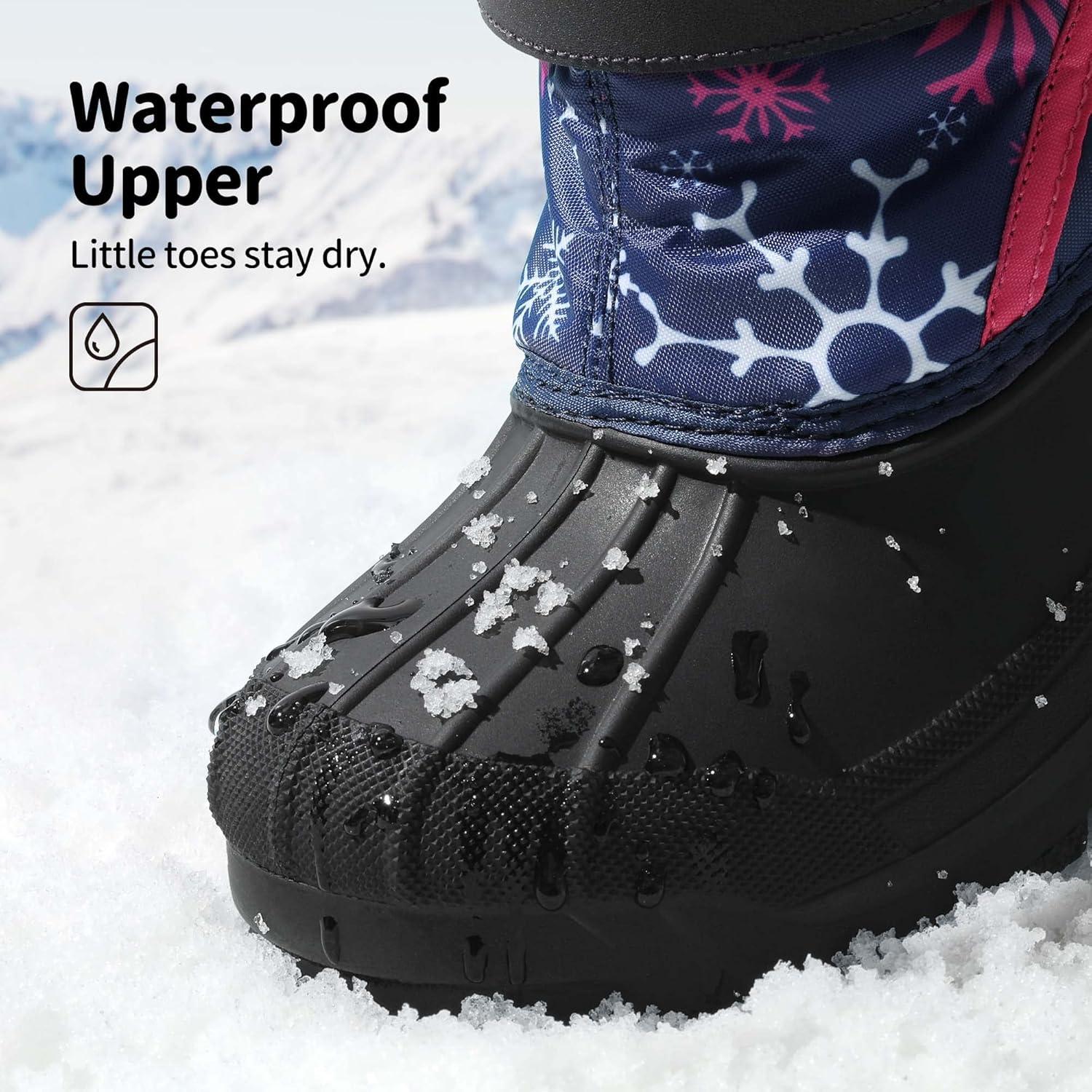 imageDREAM PAIRS Boys ampamp Girls Mid Calf WaterResistant Winter Snow Boots for ToddlerLittleBig KidNavyFuchsia