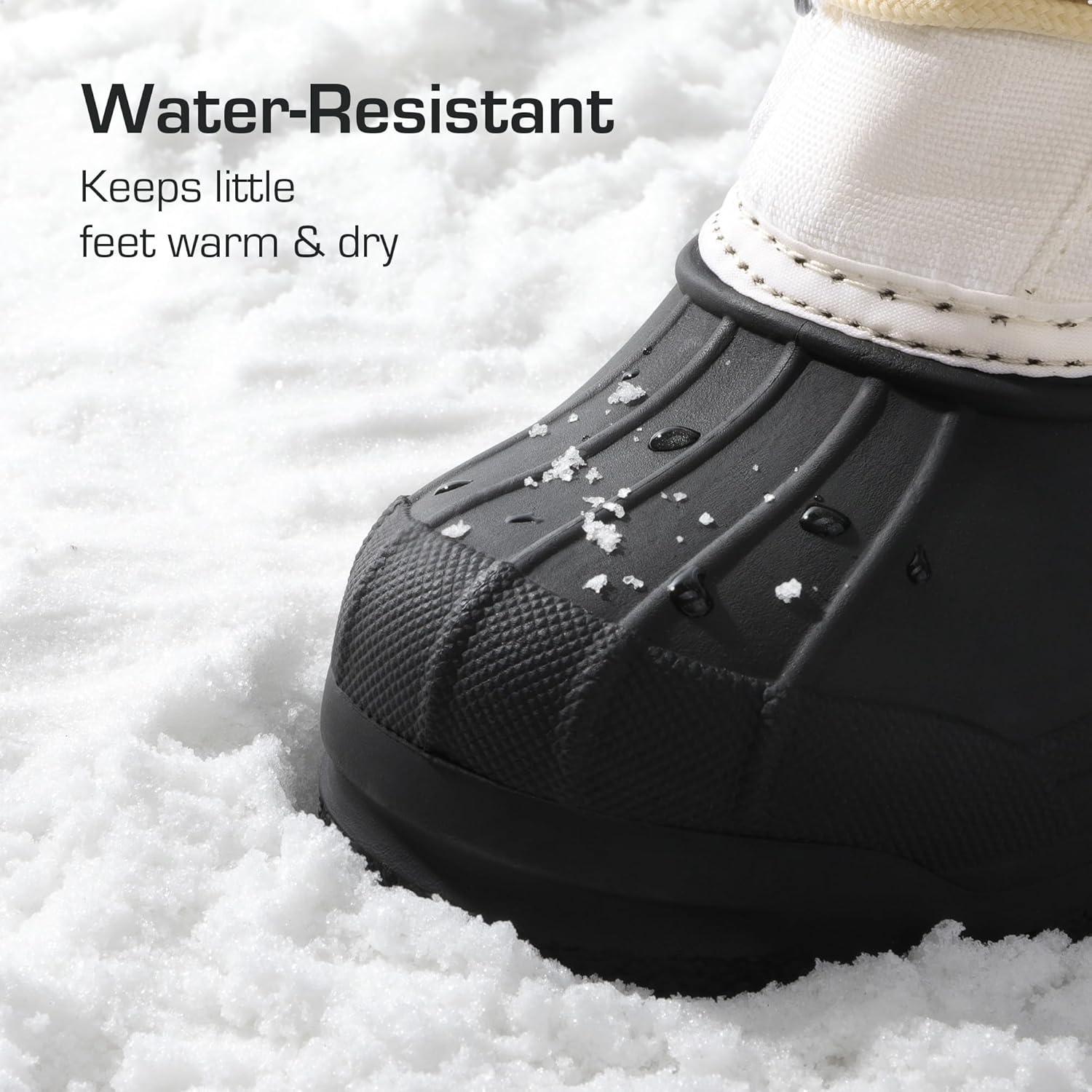 imageDREAM PAIRS Boys ampamp Girls Waterproof Winter Snow Boots for Little KidBig KidBeigeWhite