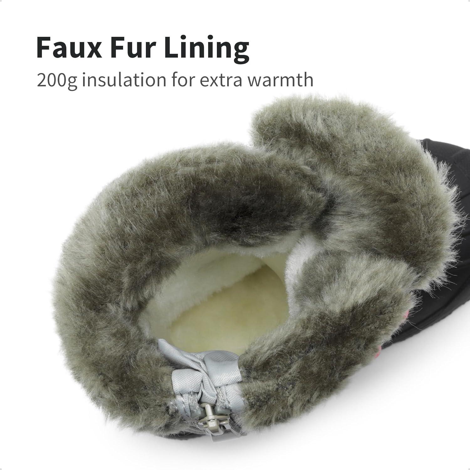 imageDREAM PAIRS Boys ampamp Girls Waterproof Winter Snow Boots for Little KidBig KidGreyFuchsia