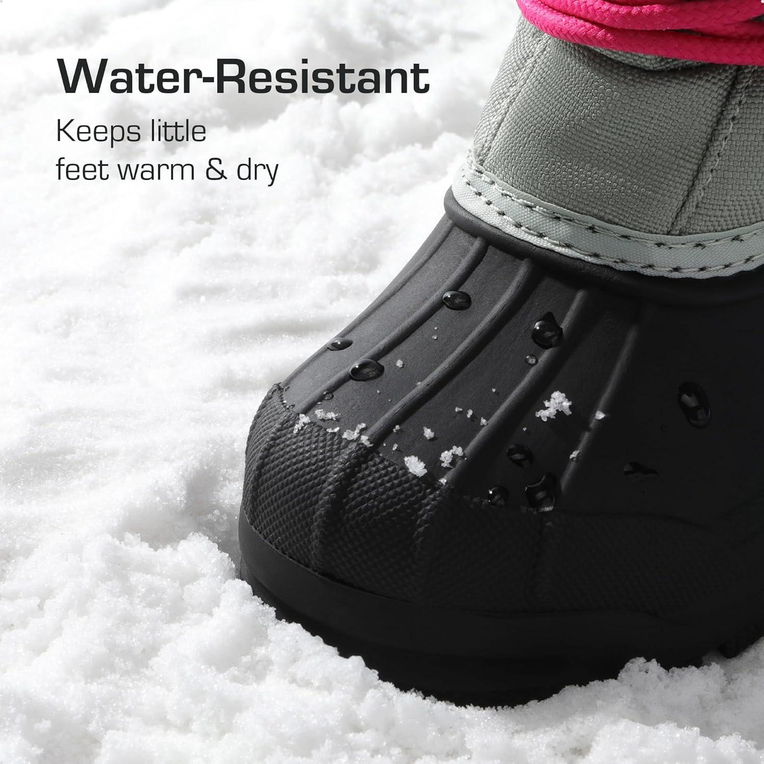 imageDREAM PAIRS Boys ampamp Girls Waterproof Winter Snow Boots for Little KidBig KidGreyFuchsia