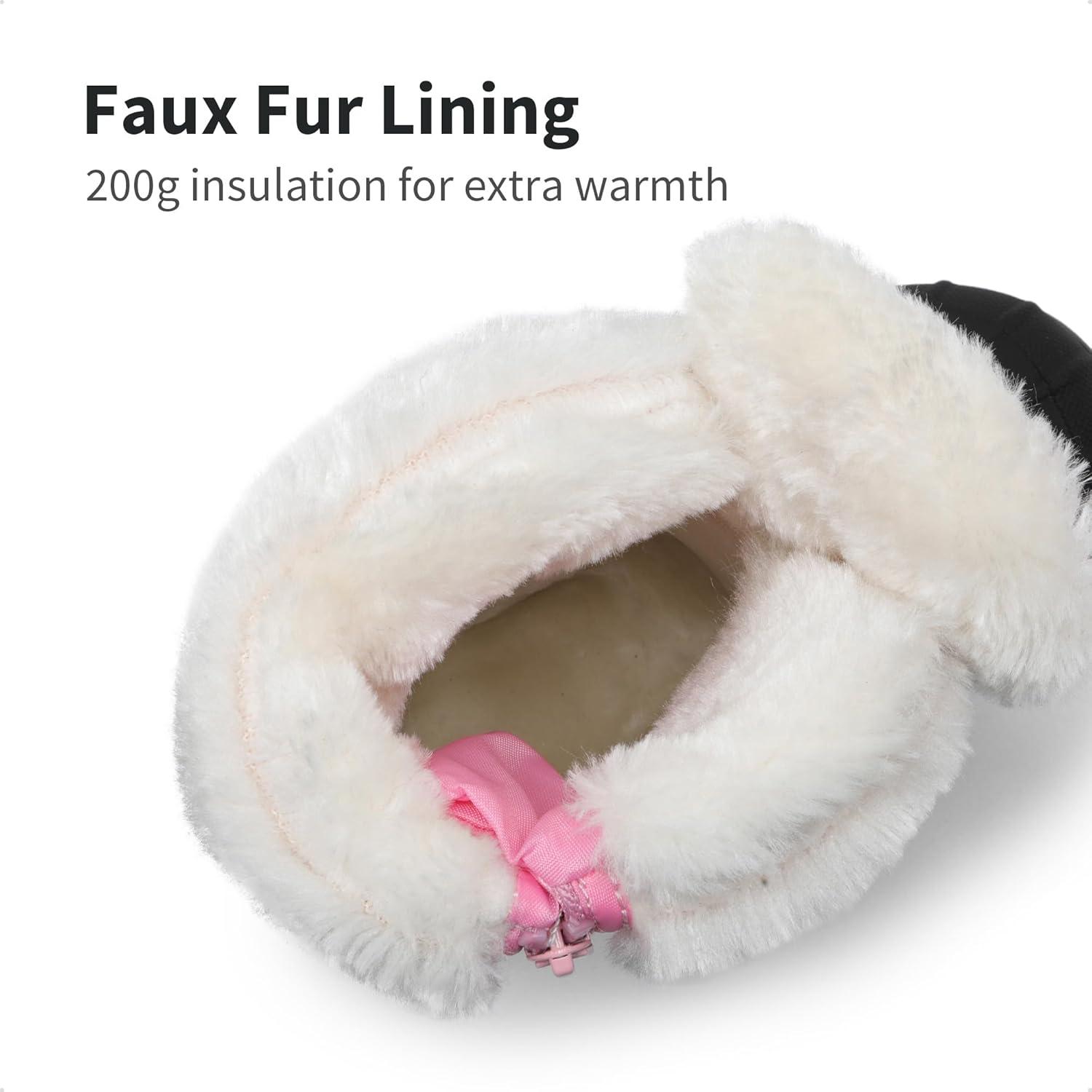 imageDREAM PAIRS Boys ampamp Girls Waterproof Winter Snow Boots for Little KidBig KidGreyPink