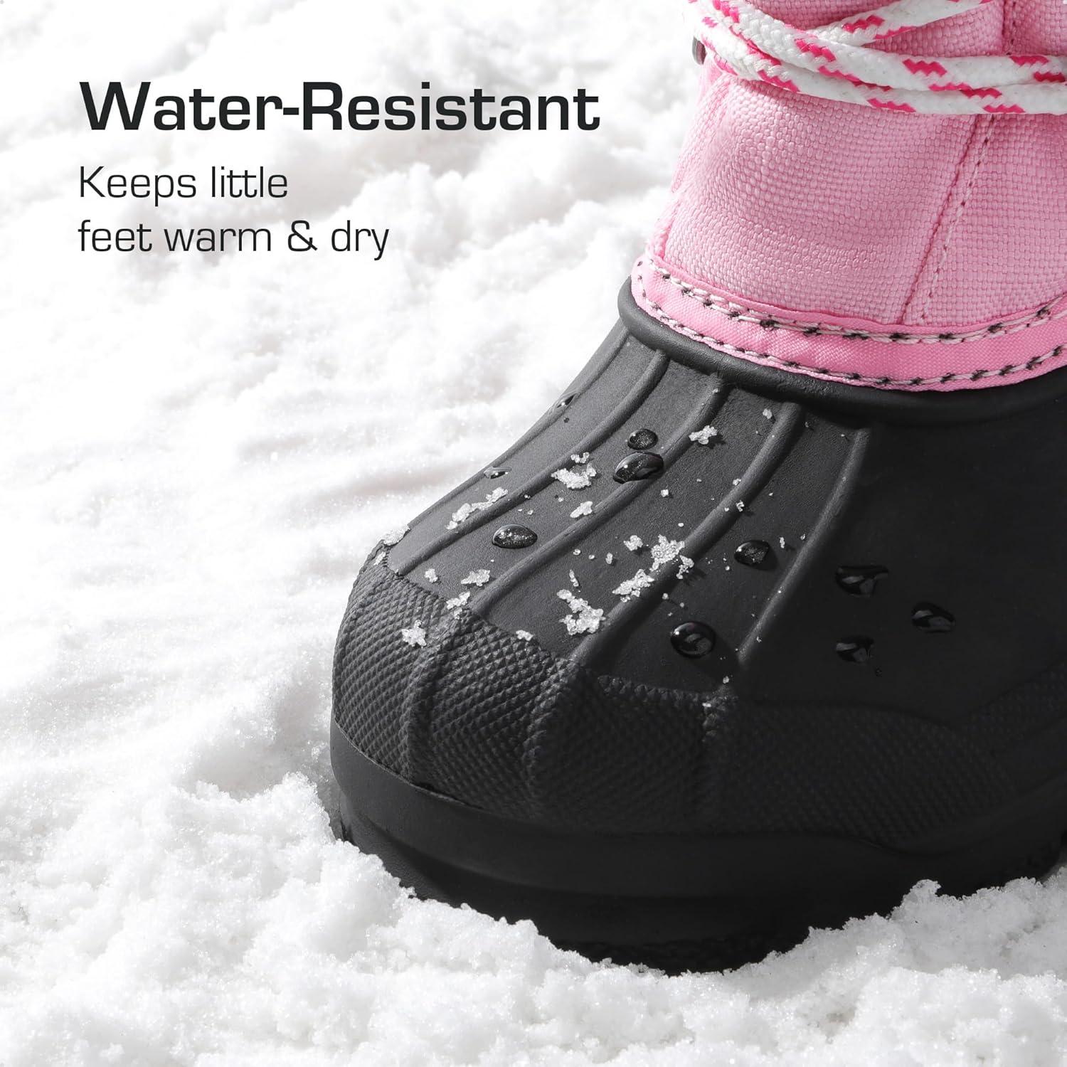 imageDREAM PAIRS Boys ampamp Girls Waterproof Winter Snow Boots for Little KidBig KidGreyPink