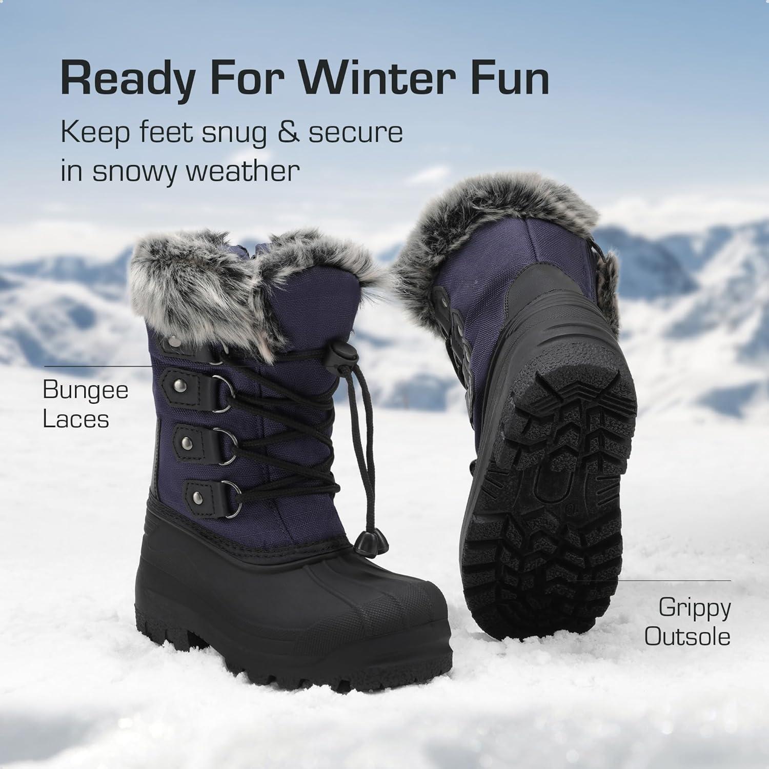 imageDREAM PAIRS Boys ampamp Girls Waterproof Winter Snow Boots for Little KidBig KidNavy