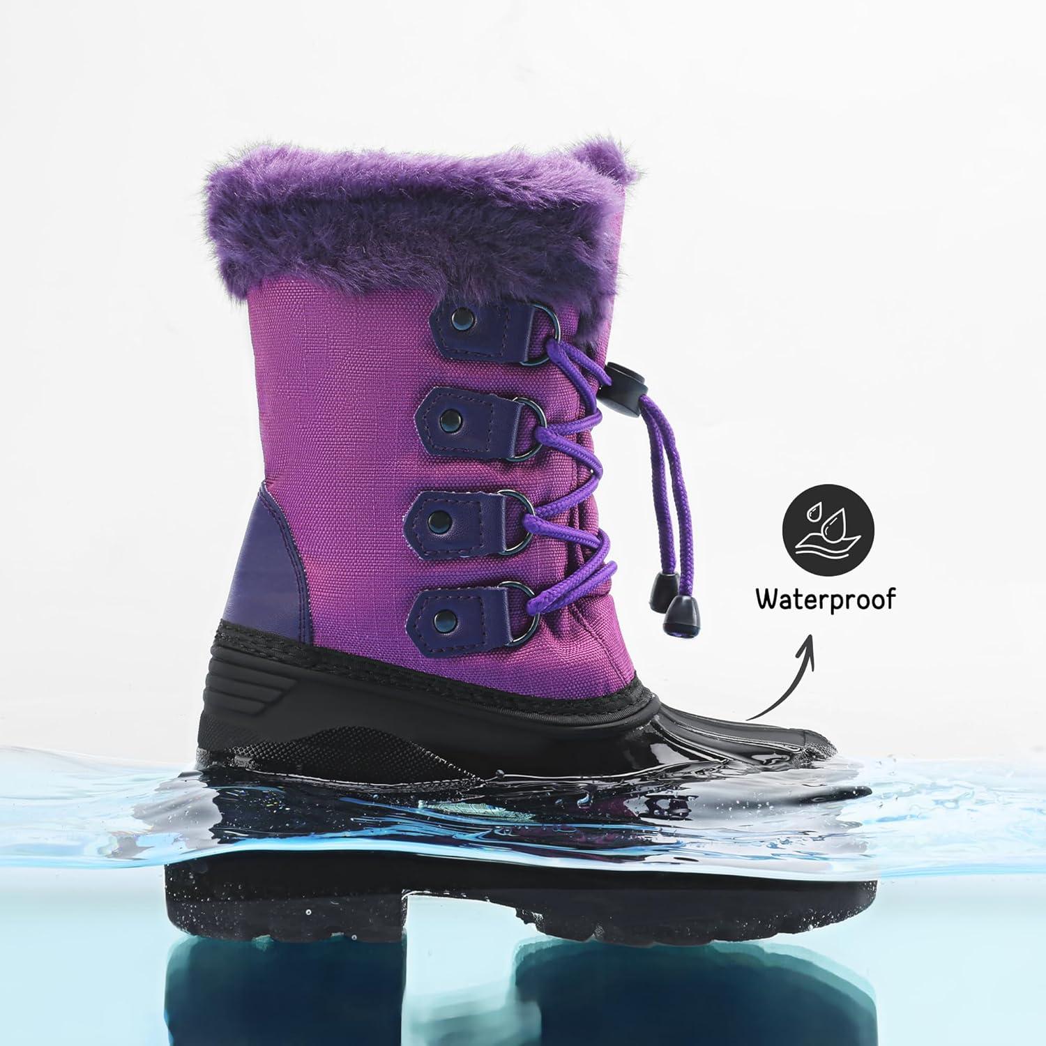 imageDREAM PAIRS Boys ampamp Girls Waterproof Winter Snow Boots for Little KidBig KidPurple