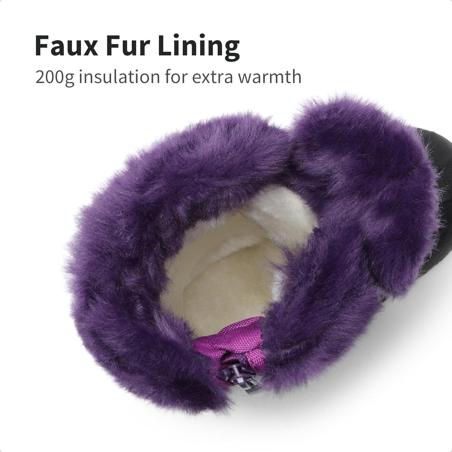 imageDREAM PAIRS Boys ampamp Girls Waterproof Winter Snow Boots for Little KidBig KidPurple