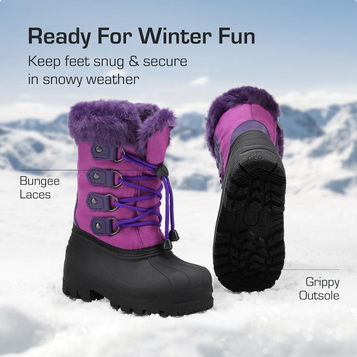 imageDREAM PAIRS Boys ampamp Girls Waterproof Winter Snow Boots for Little KidBig KidPurple