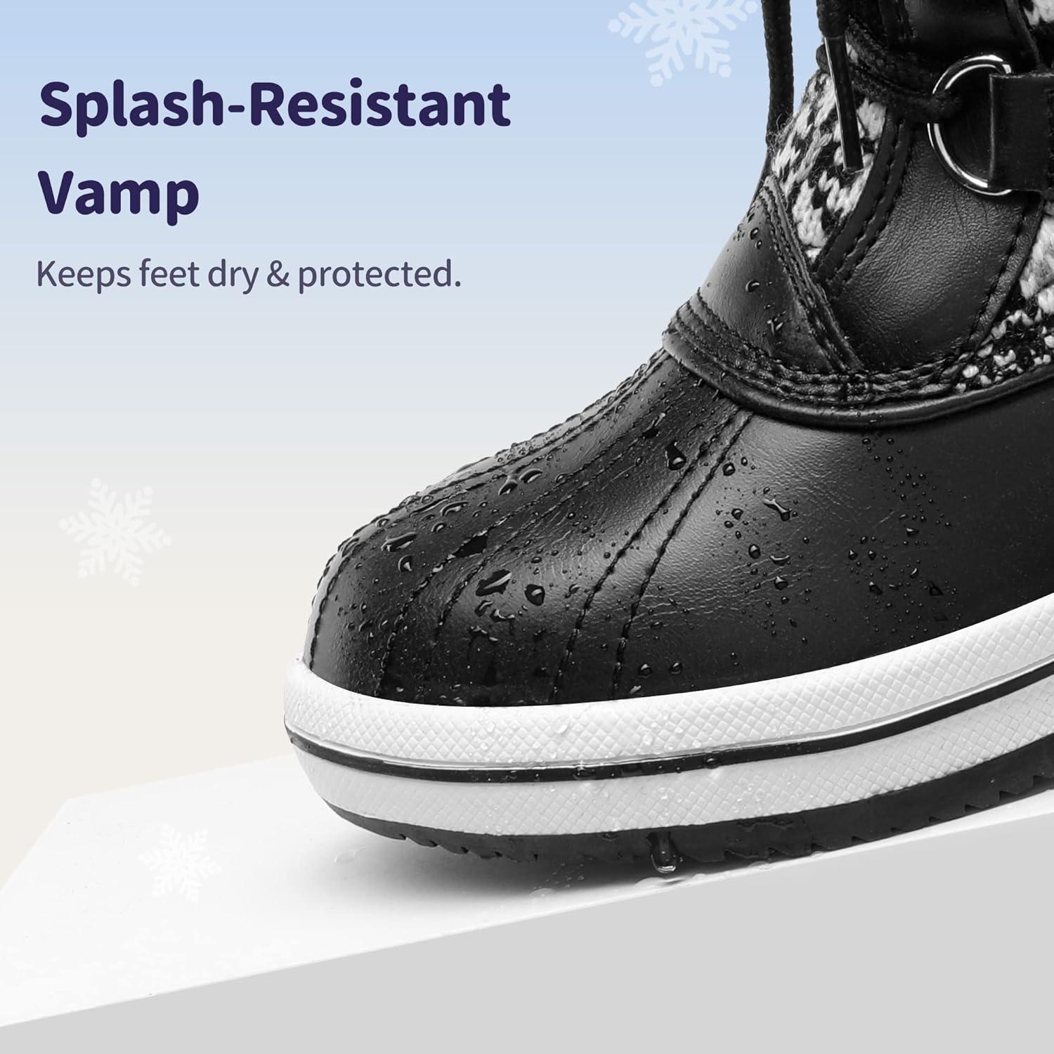 imageDREAM PAIRS Cozy Kids Snow Boots Warm ampamp WaterResistant Winter Boots with Faux Fur for AllDay Play NonSlip Mid Calf BootsBlackWhite