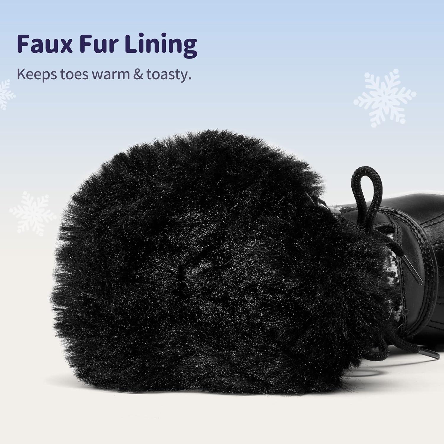 imageDREAM PAIRS Cozy Kids Snow Boots Warm ampamp WaterResistant Winter Boots with Faux Fur for AllDay Play NonSlip Mid Calf BootsBlackWhite