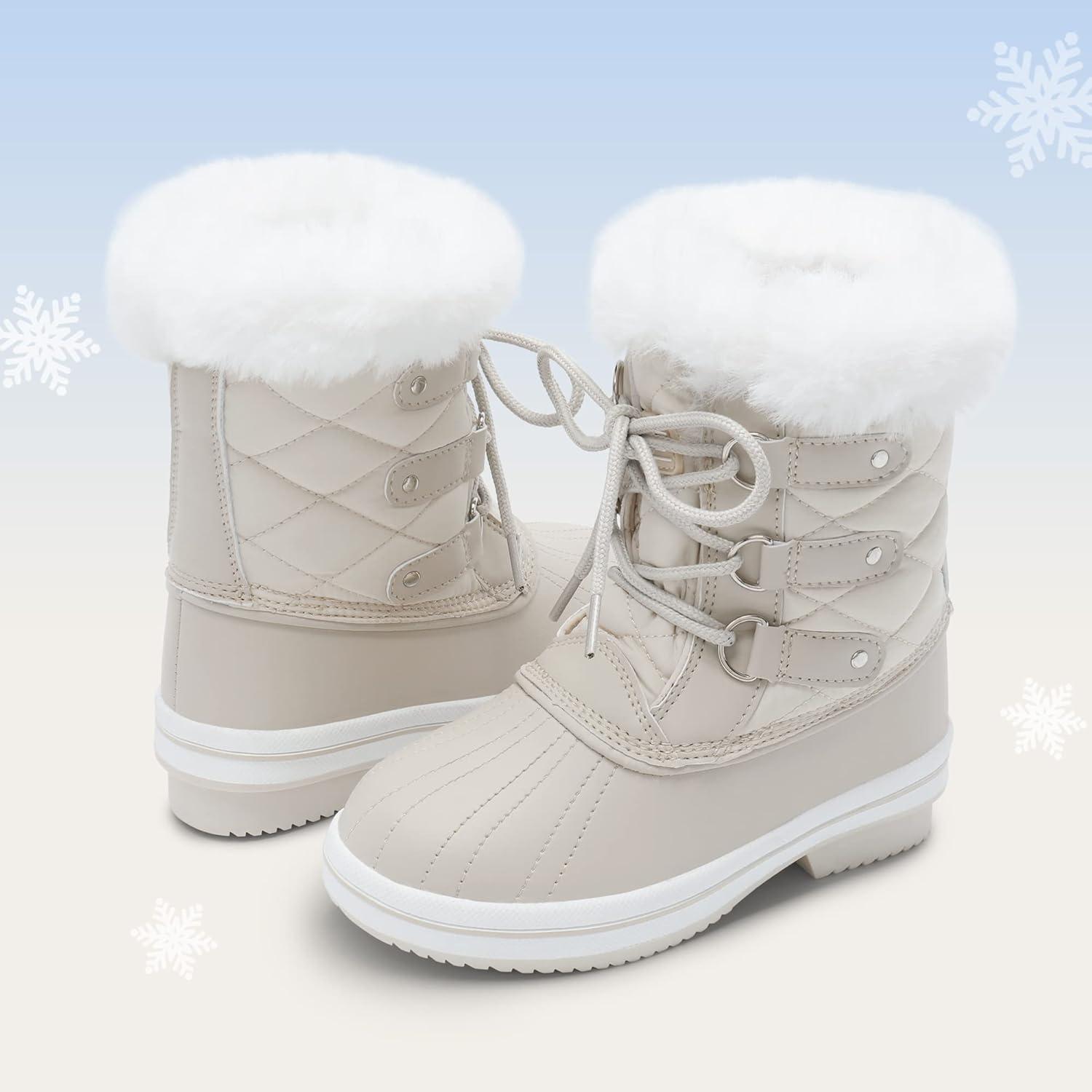 imageDREAM PAIRS Cozy Kids Snow Boots Warm ampamp WaterResistant Winter Boots with Faux Fur for AllDay Play NonSlip Mid Calf BootsOffwhite